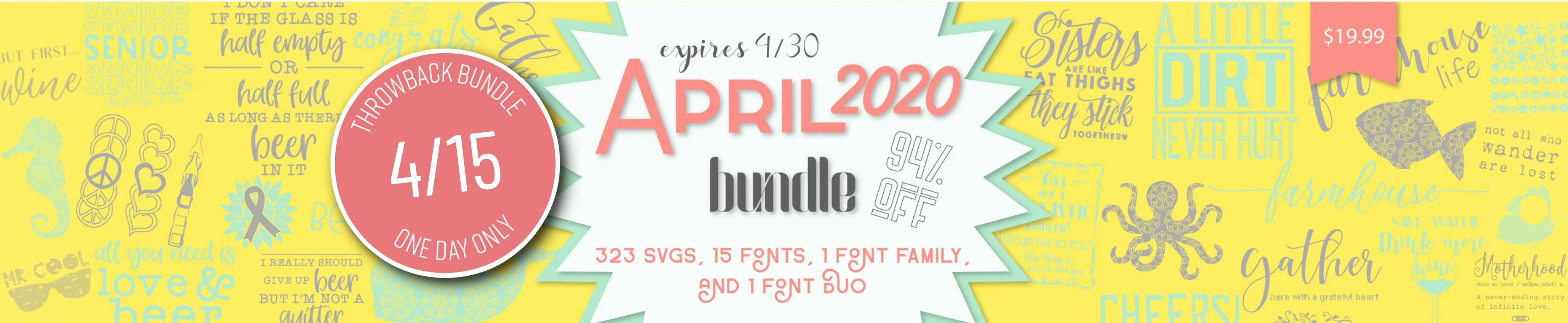 1 Day Only Throwback April 2020 SVG and Fonts Bundle - Image 2