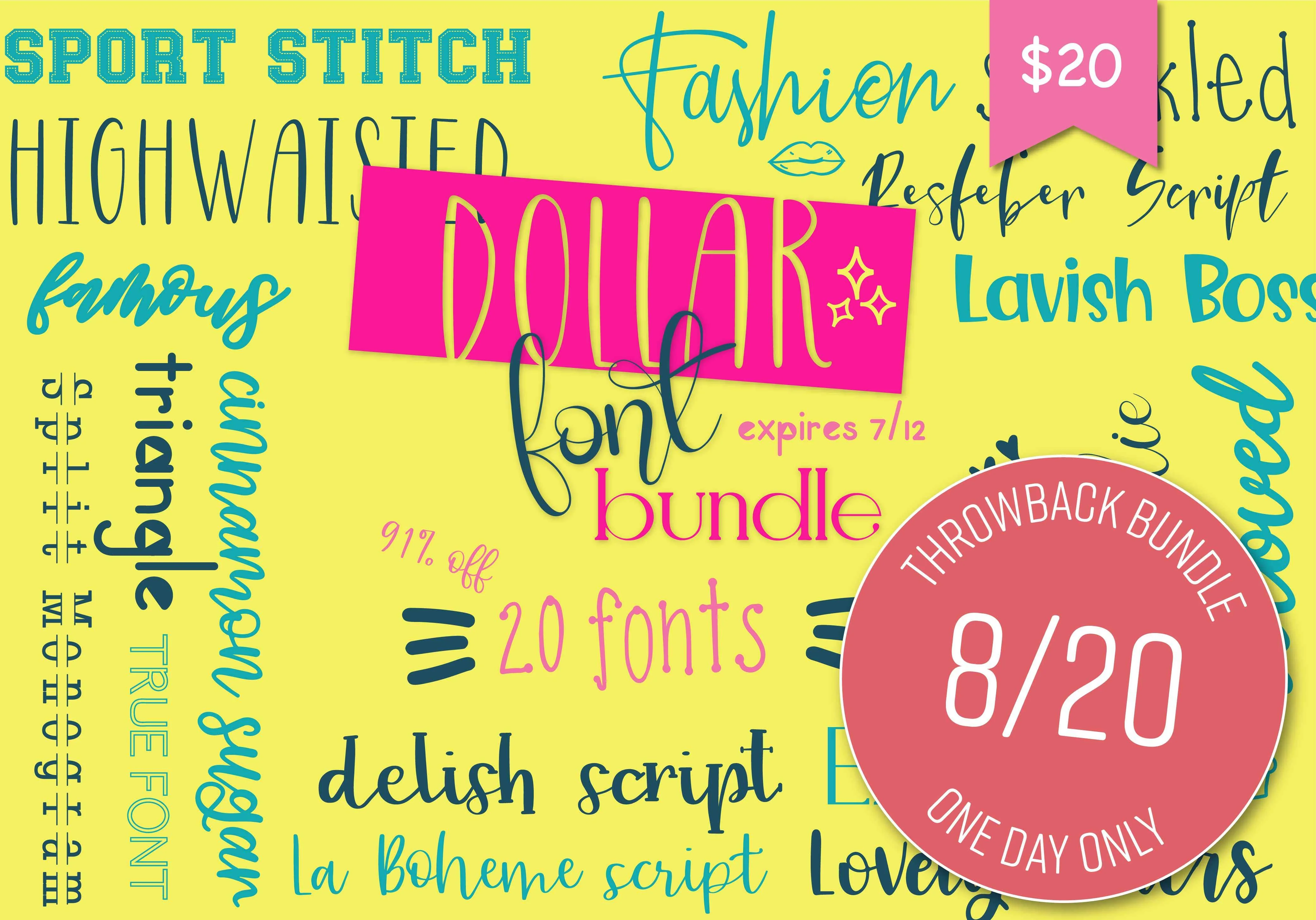 1 Day Only Throwback Dollar Fonts Bundle