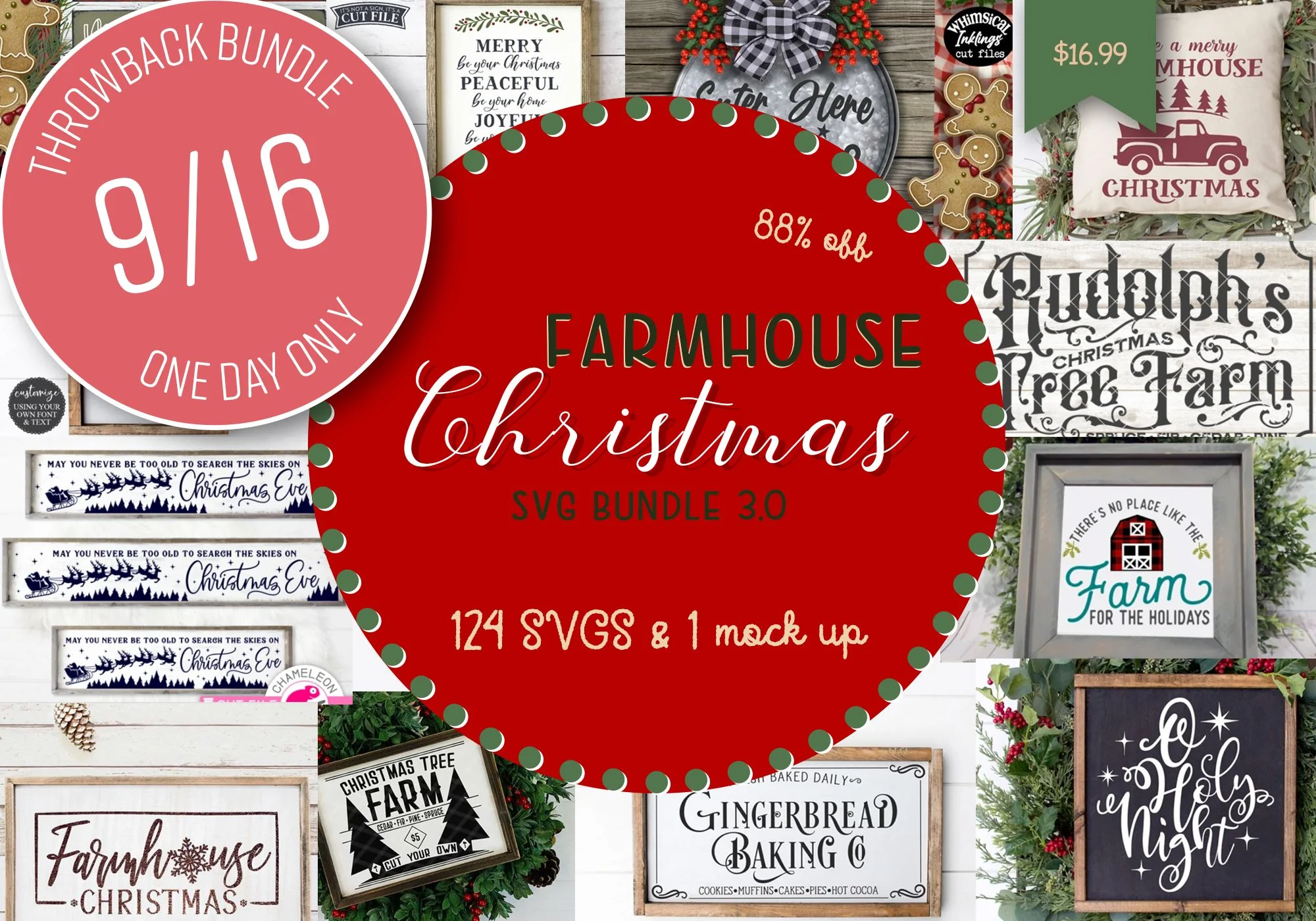 1 Day Only Throwback: Farmhouse Christmas SVG Bundle 3.0