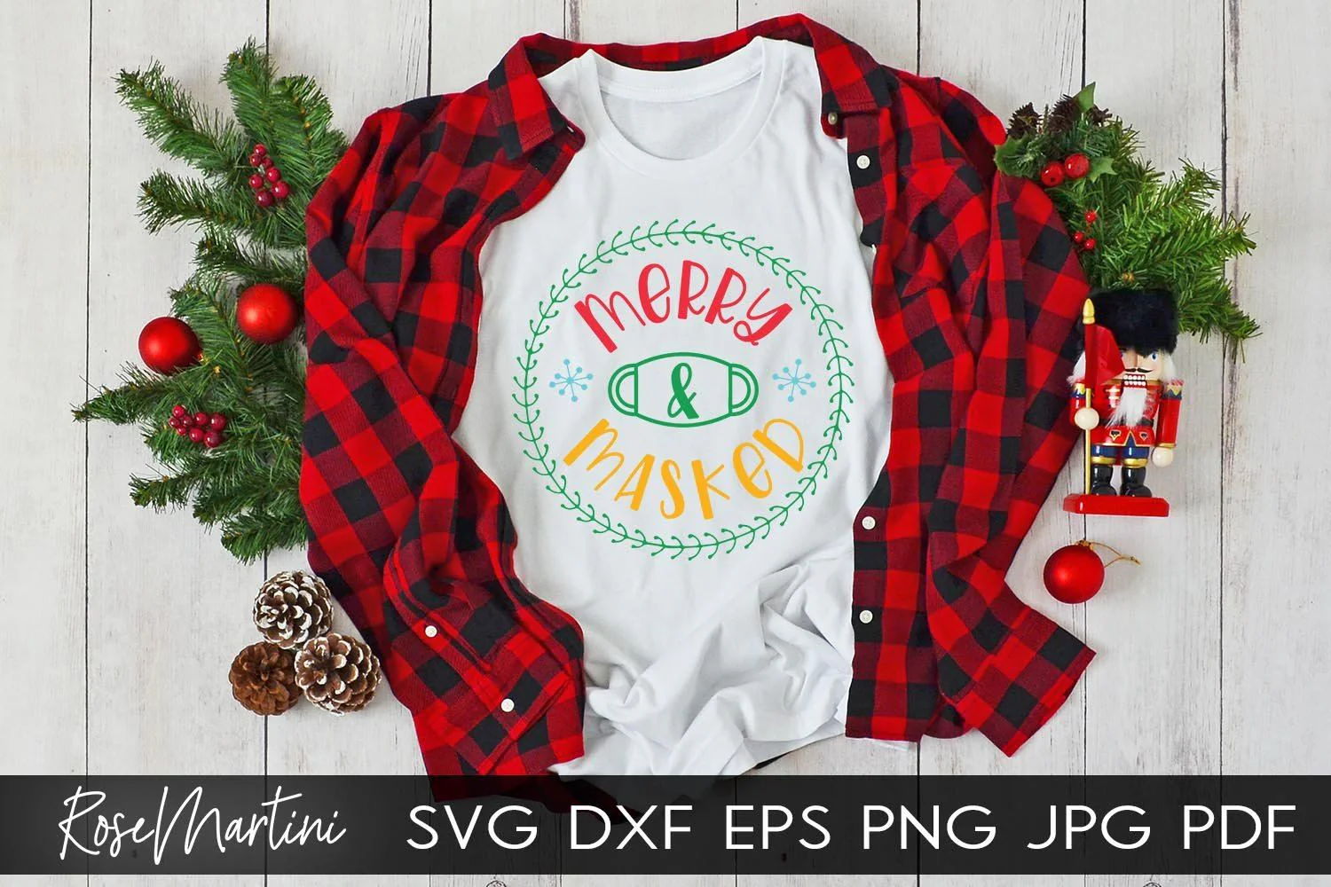 2020 Christmas Ornaments Merry And Masked SVG file for cutting machines Cricut Silhouette SVG PNG Christmas Commemorative - Image 7