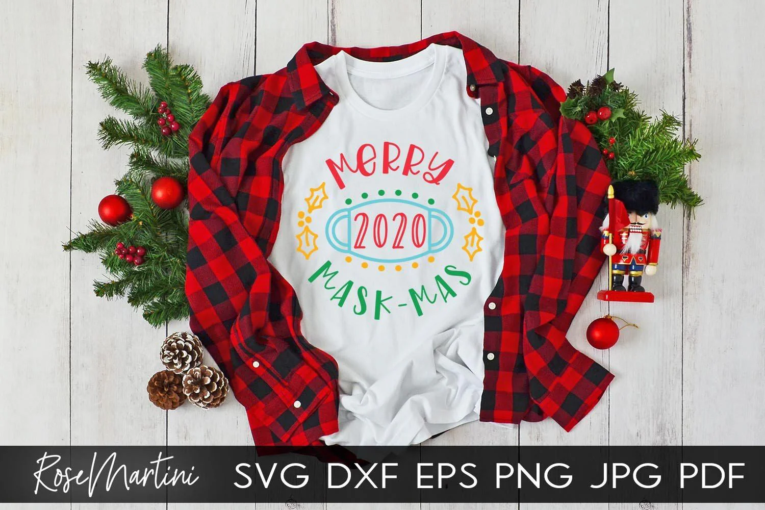 2020 Christmas Ornaments Merry Mask - Mas SVG file for cutting machines Cricut Silhouette SVG PNG Christmas Commemorative - Image 8