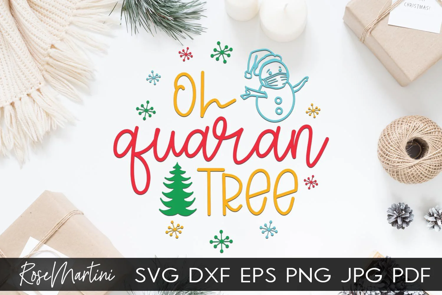 2020 Christmas Ornaments Oh Quaran Tree SVG file for cutting machines Cricut Silhouette SVG PNG Christmas Commemorative - Image 2
