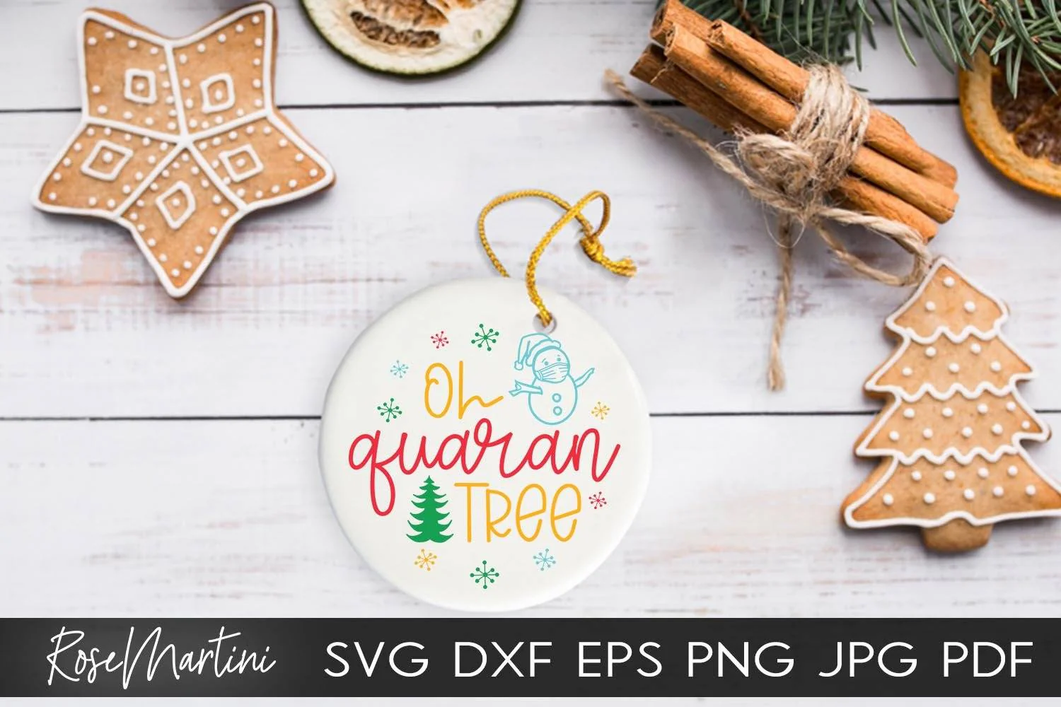 2020 Christmas Ornaments Oh Quaran Tree SVG file for cutting machines Cricut Silhouette SVG PNG Christmas Commemorative - Image 3