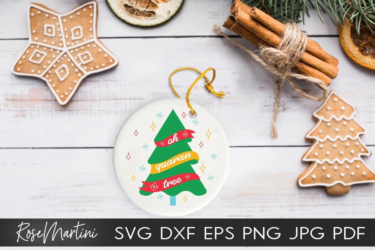 2020 Christmas Ornaments Oh Quaran Tree SVG file for cutting machines Cricut Silhouette SVG PNG Christmas Commemorative - Image 3
