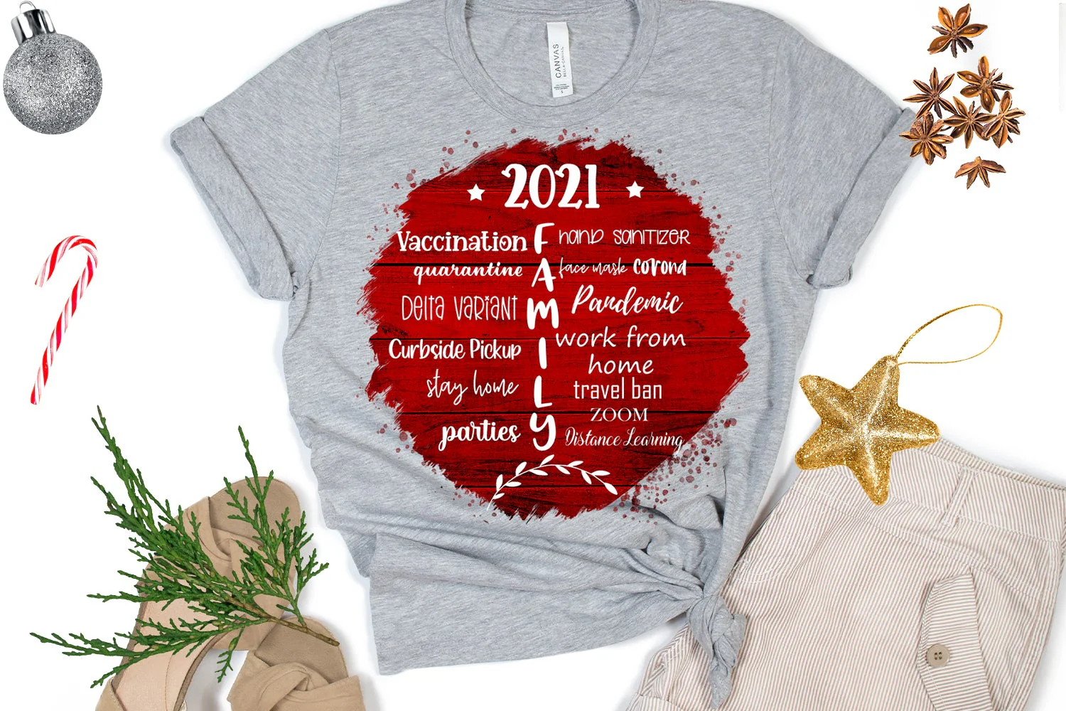 2021 Family Christmas Ornament Sublimation- Pandemic 2021 - Image 2