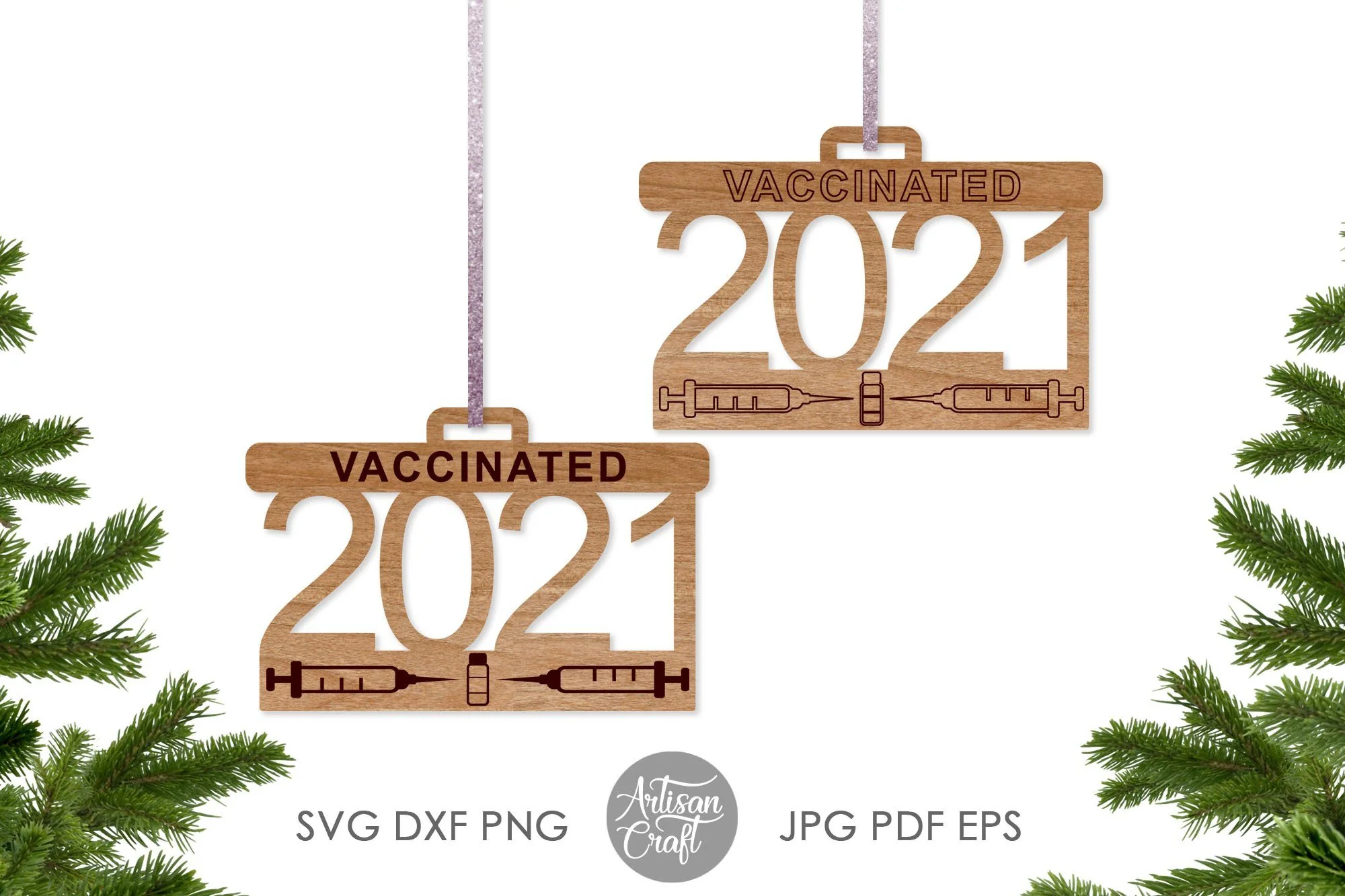 2021 vaccine ornament SVG, laser file - Image 3