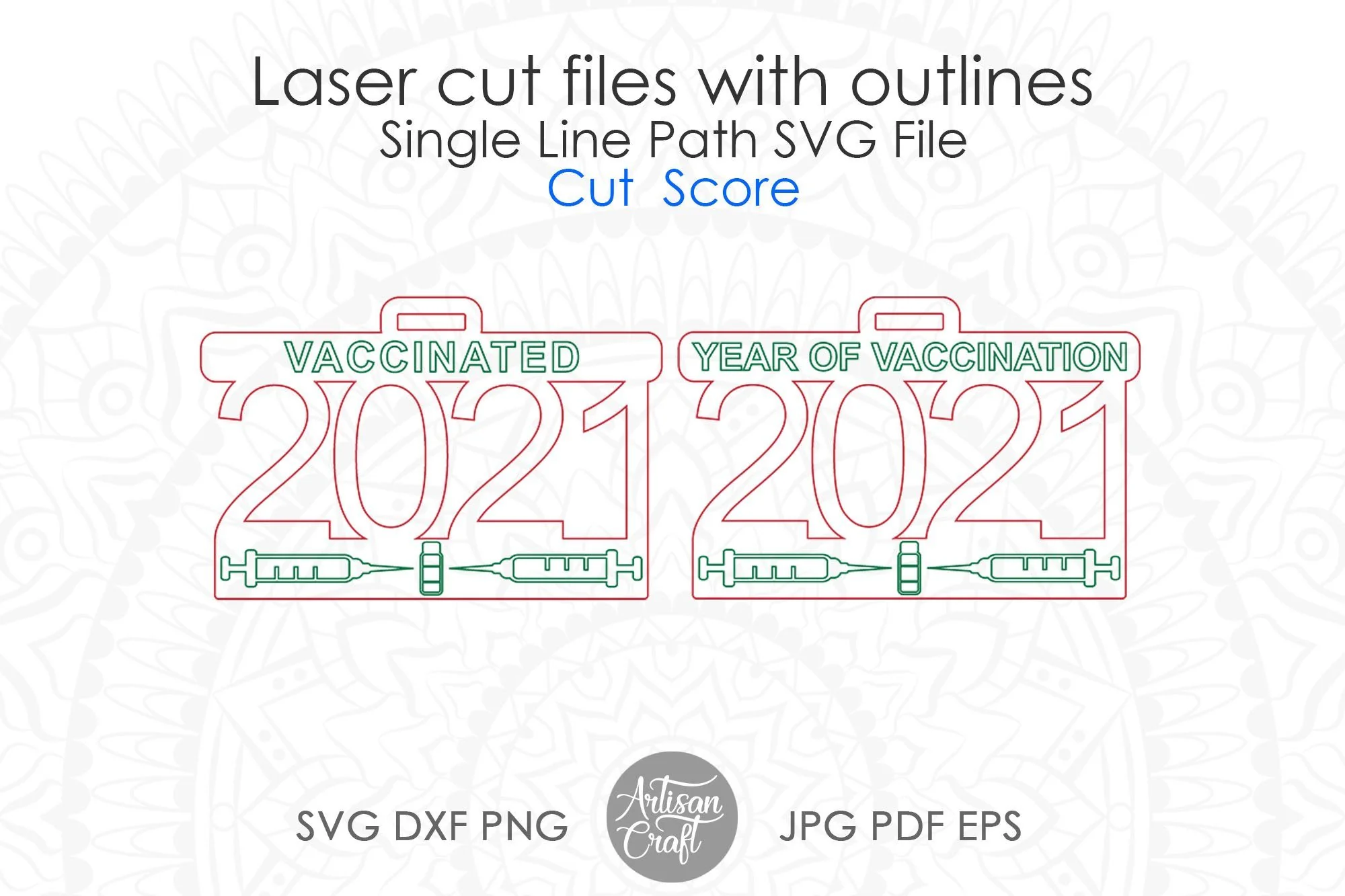 2021 vaccine ornament SVG, laser file - Image 5