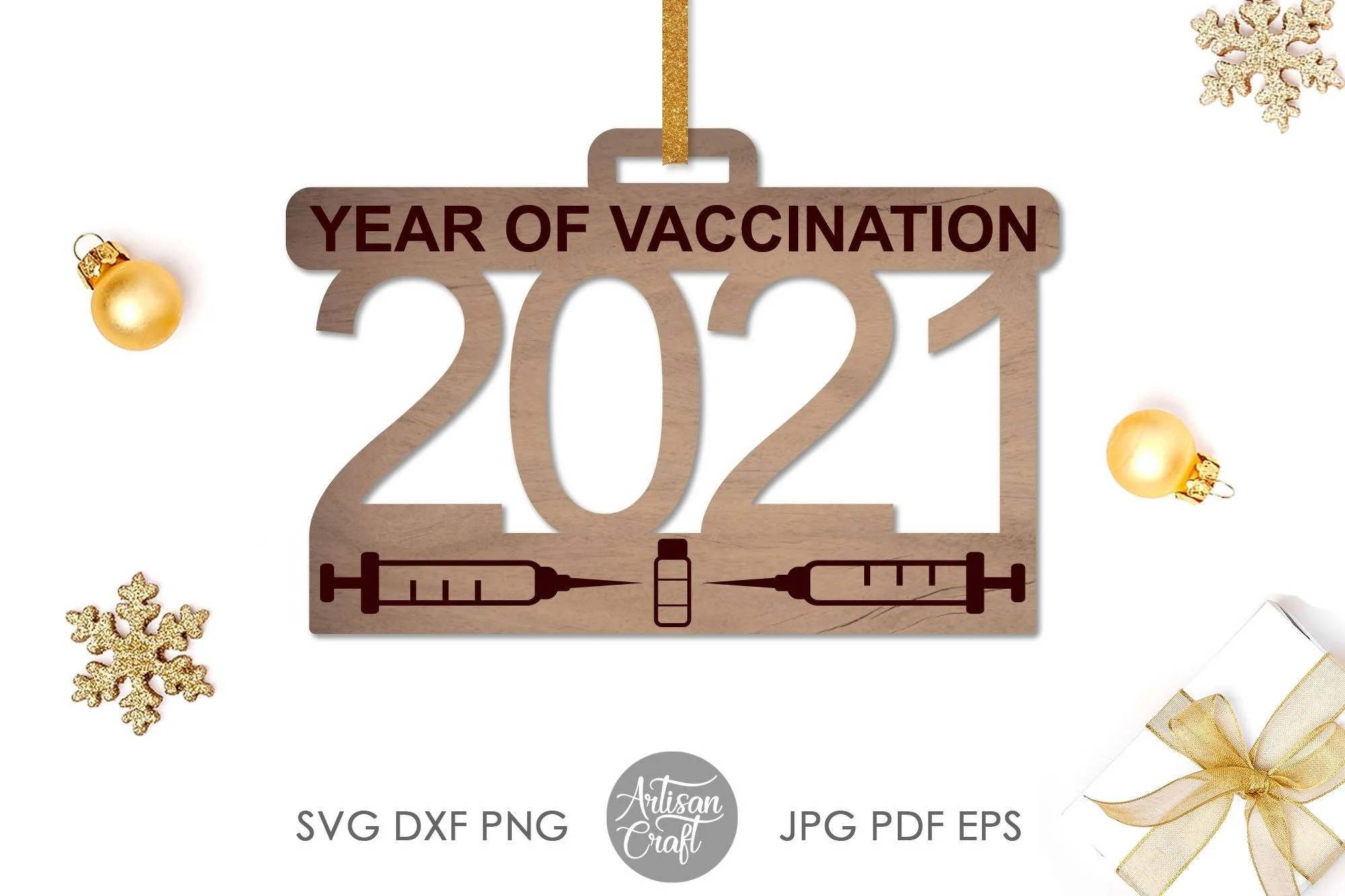 2021 vaccine ornament SVG, laser file - Image 7