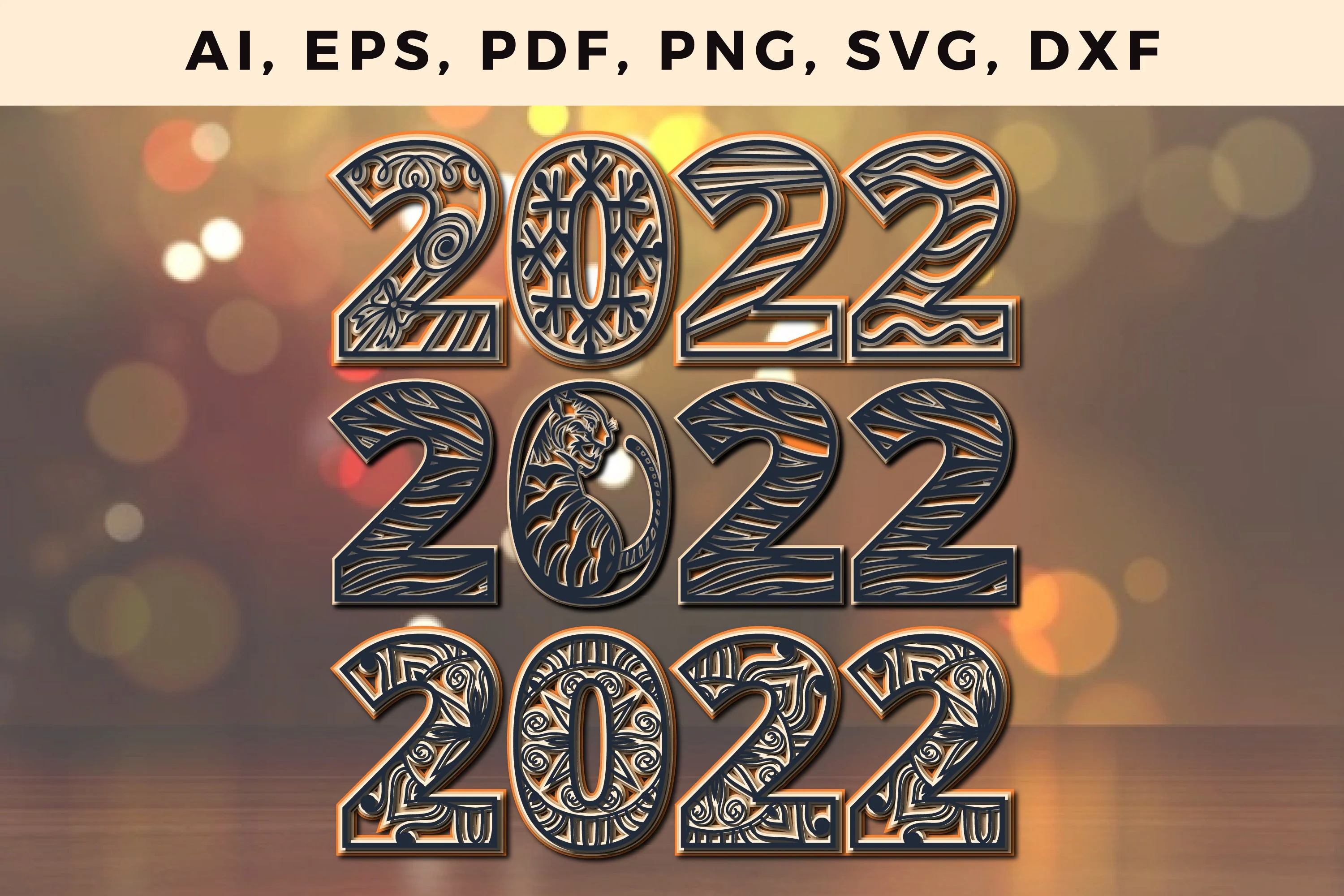 2022 New Year Layer Cut File SVG bundle