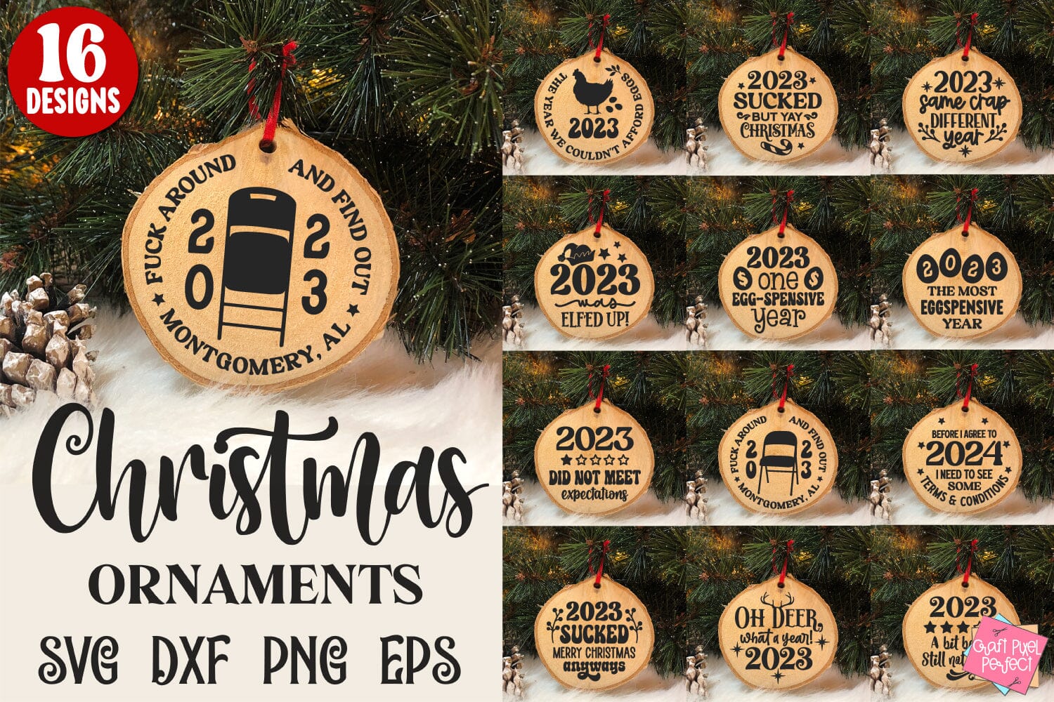 2023 Christmas Ornaments Svg Bundle, Folding Chair Ornament Svg, Egg Prices Svg, Gas Ornament Svg