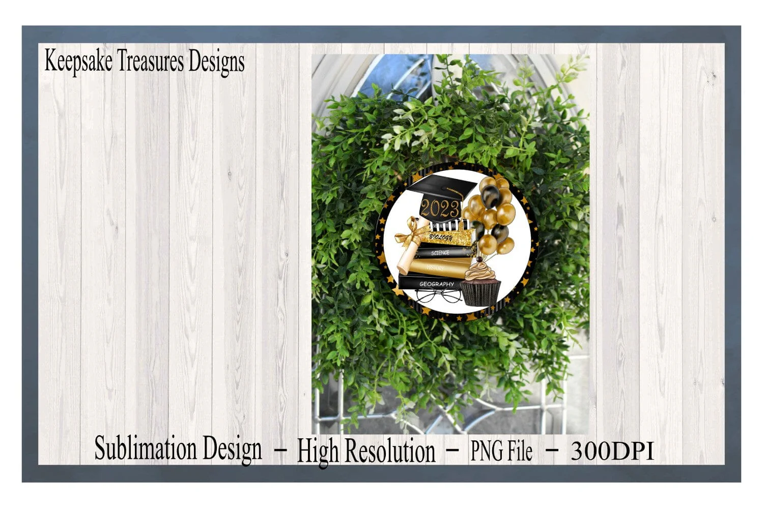 2023 Graduation Wreath Attachment, Star Background, PNG Sublimation Design, Digital Download, Graduation Décor, Graduation Celebration - Image 4