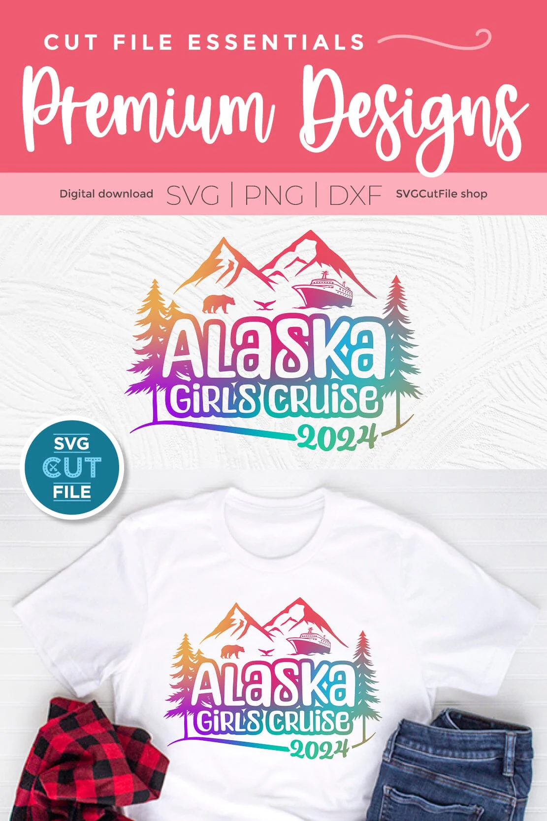2024 Alaska Girls Cruise svg with bear, cruise ship and whale tail - Image 3