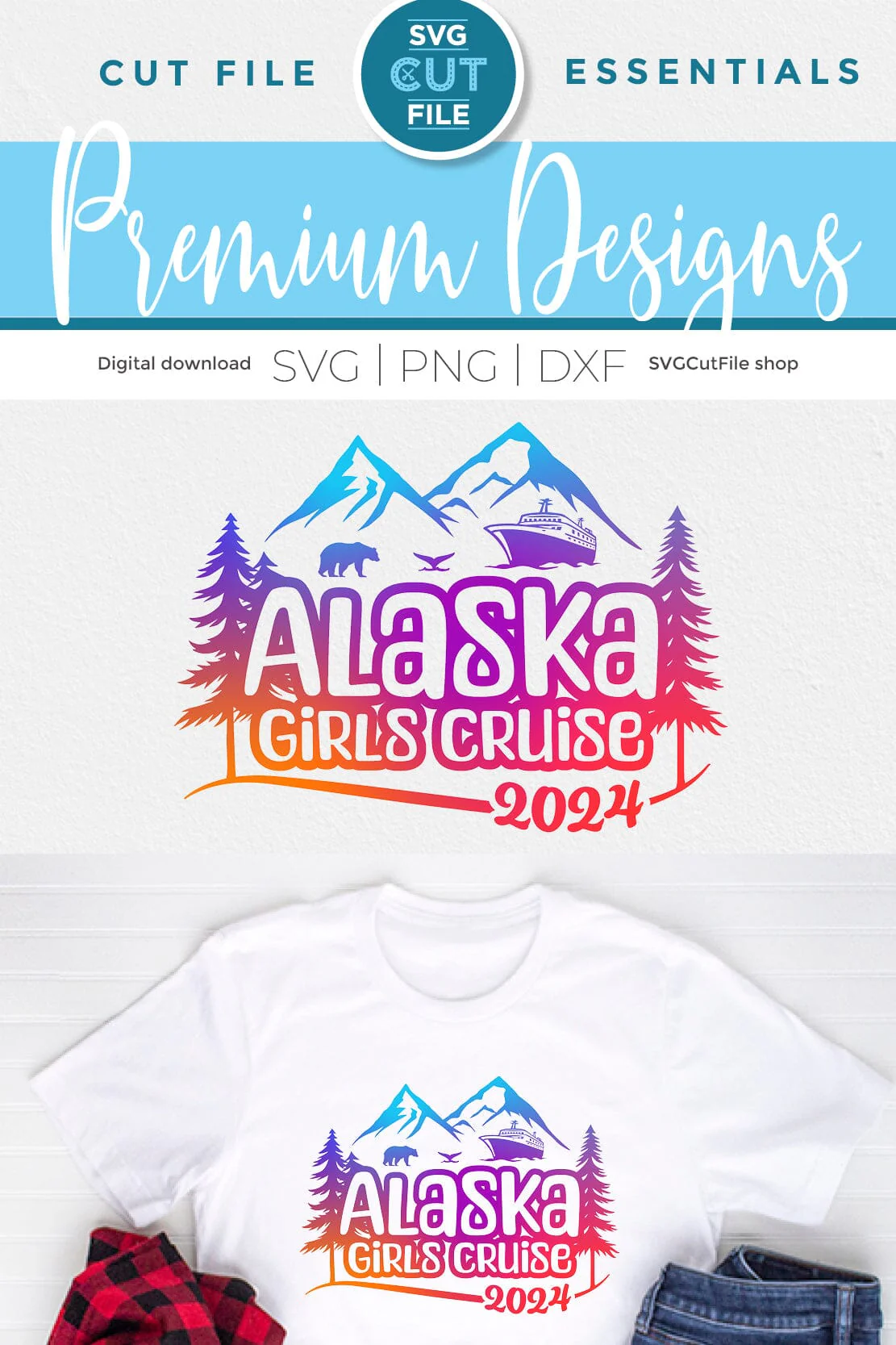 2024 Alaska Girls Cruise svg with bear, cruise ship and whale tail - Image 4