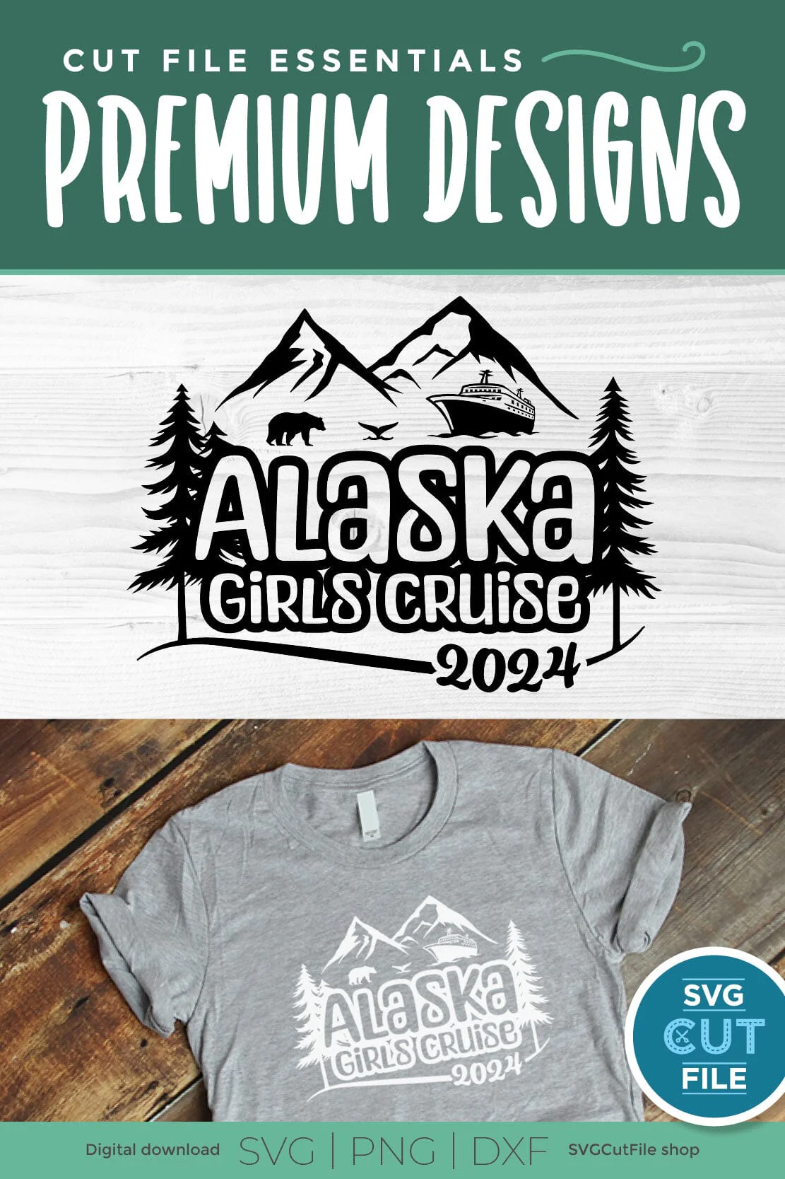 2024 Alaska Girls Cruise svg with bear, cruise ship and whale tail - Image 5