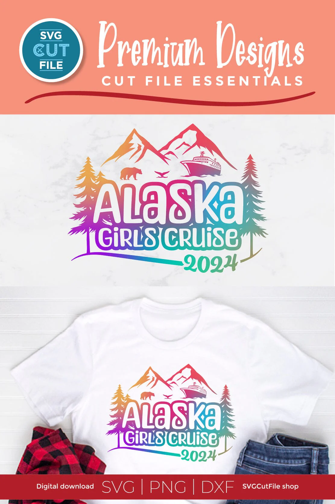 2024 Alaska Girls Cruise svg with bear, cruise ship and whale tail - Image 6
