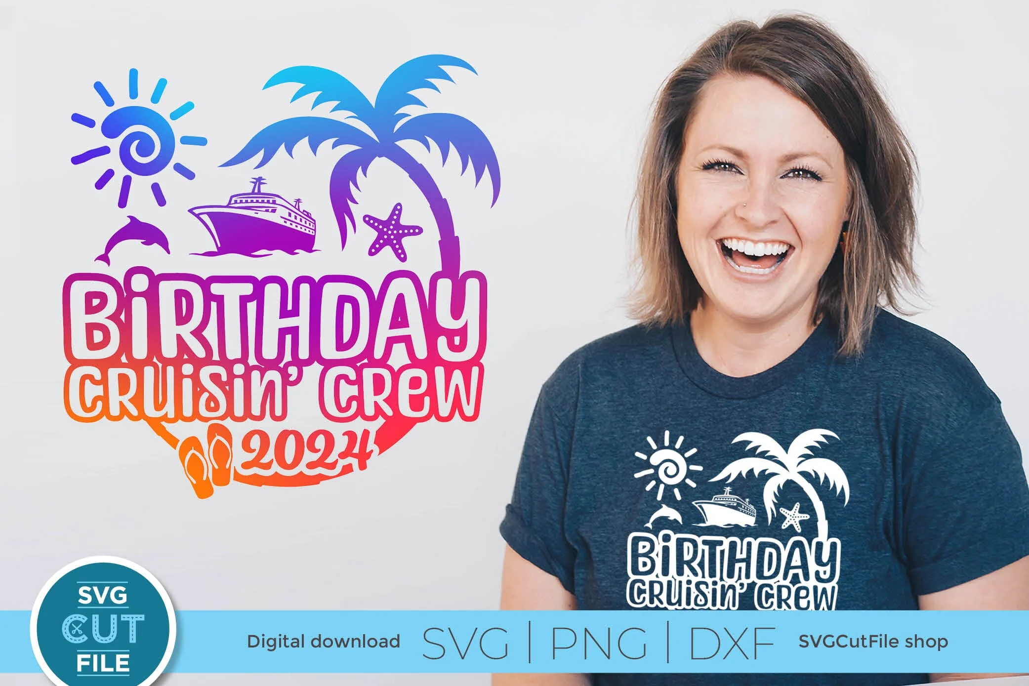 2024 Birthday Cruise svg - Birthday Cruisin Crew vacation or Trip Design