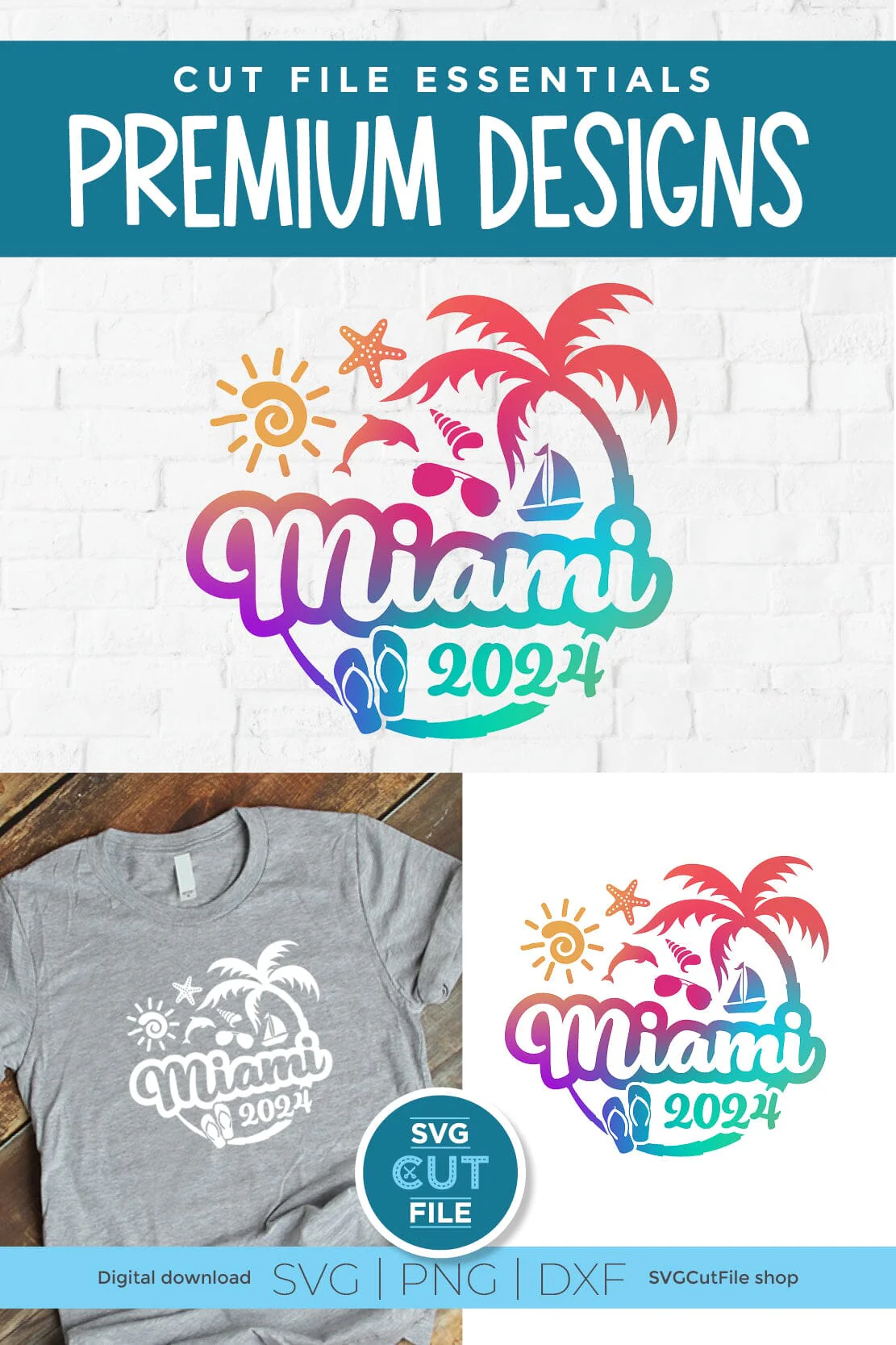 2024 Miami Florida svg - Miami Florida Vacation or Trip Design BW - Image 2