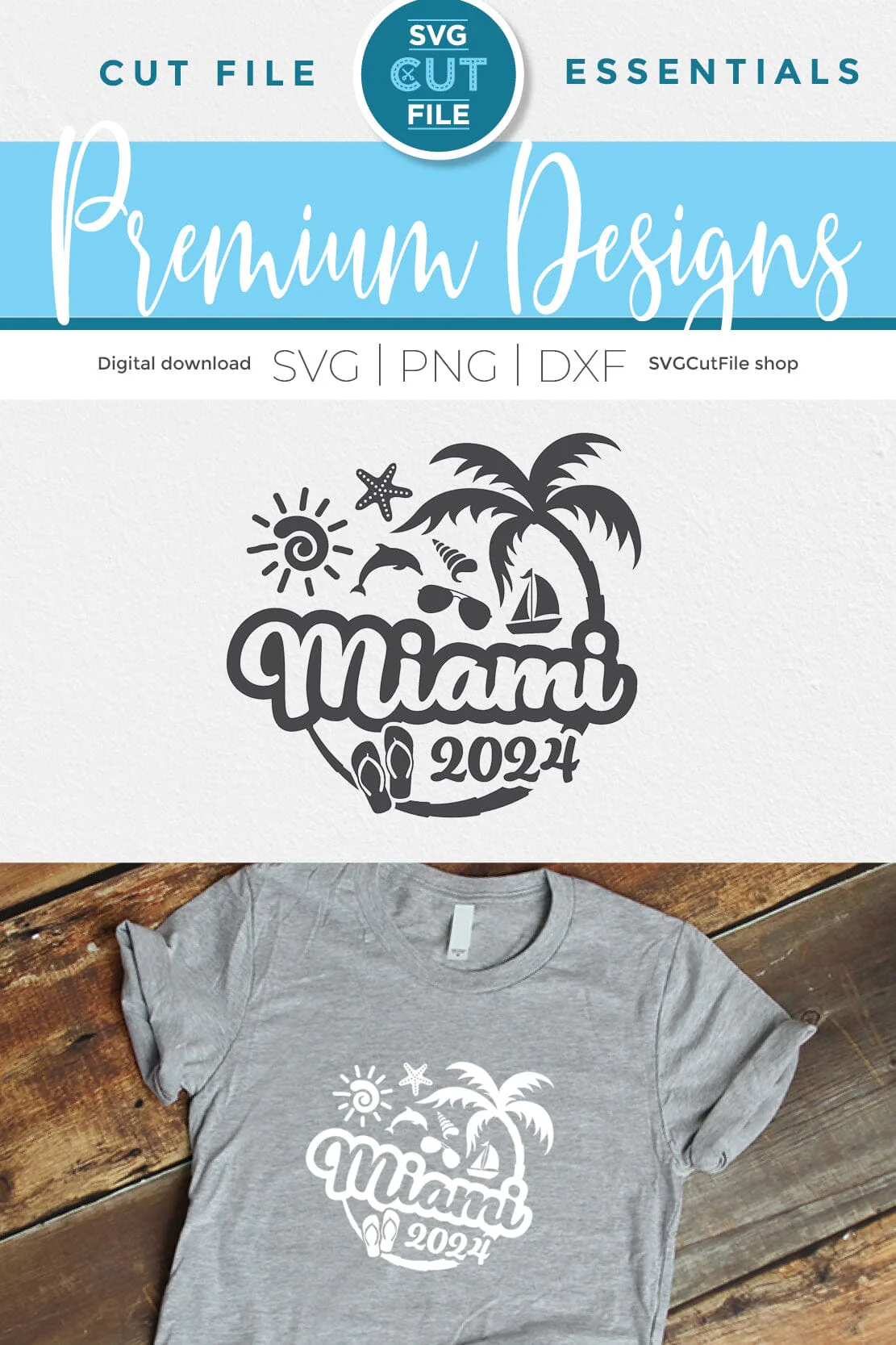 2024 Miami Florida svg - Miami Florida Vacation or Trip Design BW - Image 4