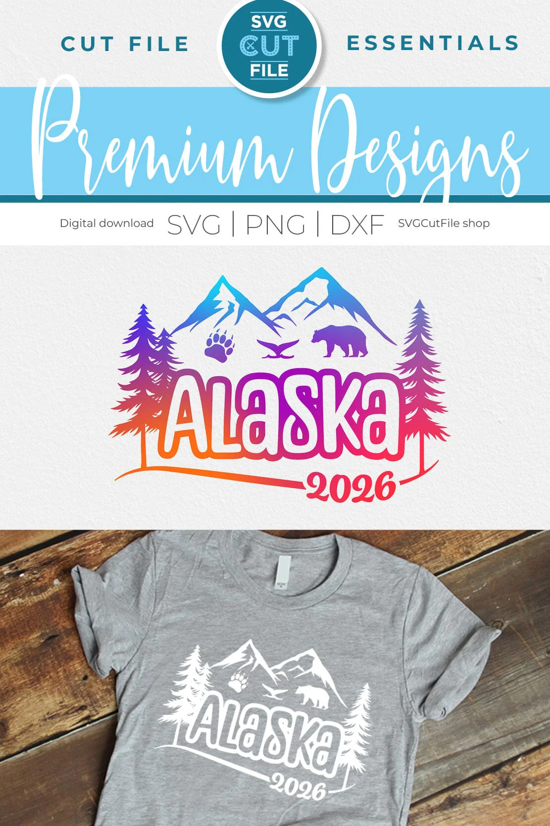 2026 Alaska svg - Alaska SVG vacation or Trip Design with Mountains - Image 4