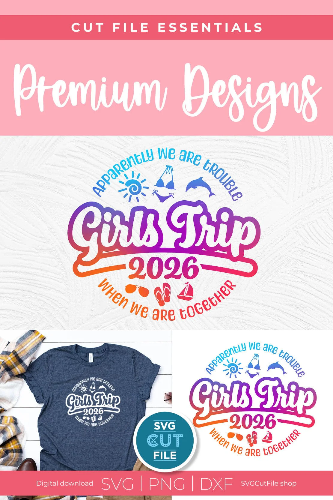 2026 Girls Trip svg - Girls Cruise Vacation Design Apparently We Are Trouble When we are Together svg - Image 3