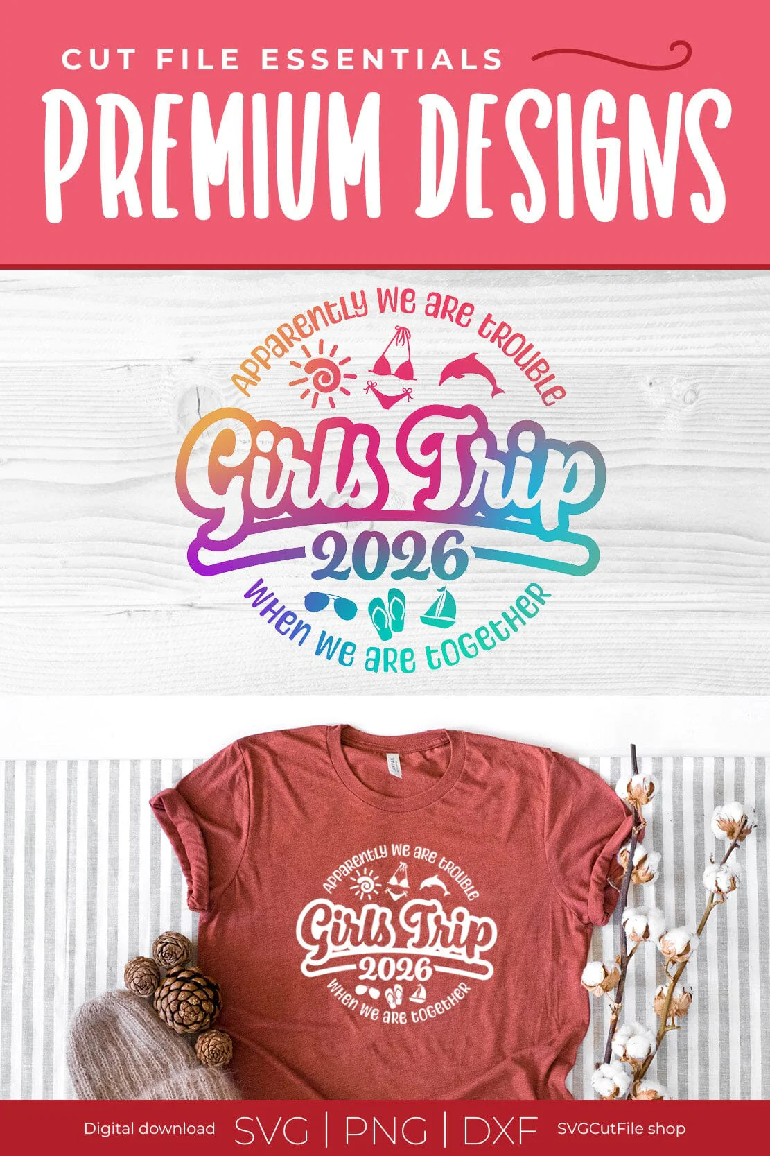2026 Girls Trip svg - Girls Cruise Vacation Design Apparently We Are Trouble When we are Together svg - Image 5