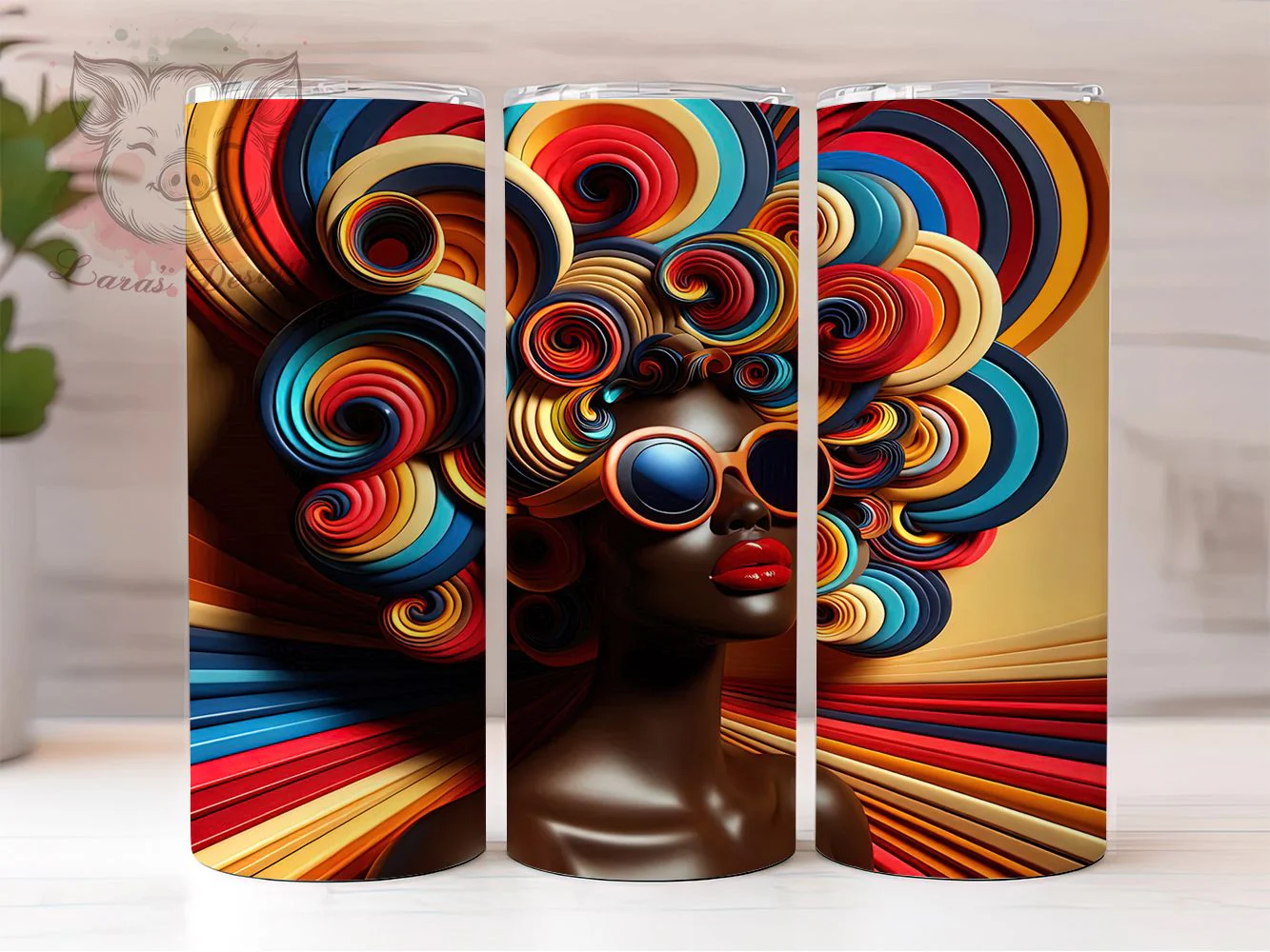 3D Afro American Woman Tumbler Wrap, Black Woman, Afro American, Empowerment Theme, Bold Style, Glam Wrap, Sublimation Design