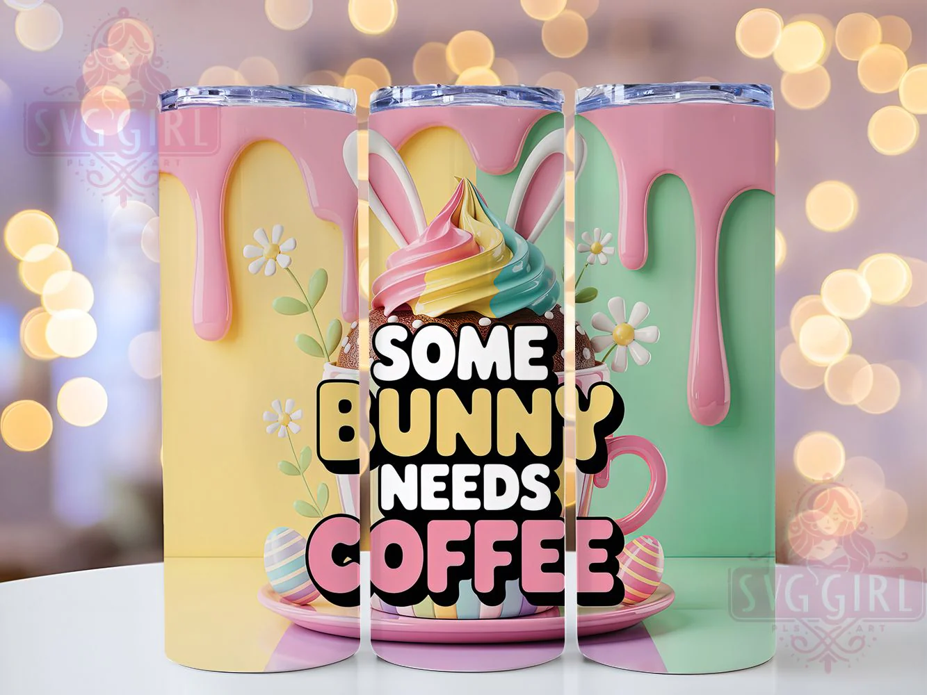 3D Bunny Coffee Tumbler, Inflated Bunny Tumbler, Stylish 20oz Wrap, Sublimation Design, Trendy Gift Idea, Funny Bunny Wrap, Coffee Lover Tumbler