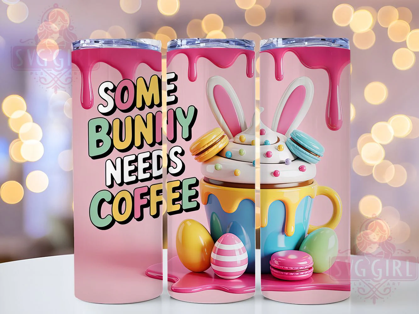 3D Bunny Coffee Tumbler, Inflated Bunny Tumbler, Stylish 20oz Wrap, Sublimation Design, Trendy Gift Idea, Funny Bunny Wrap, Coffee Lover Tumbler