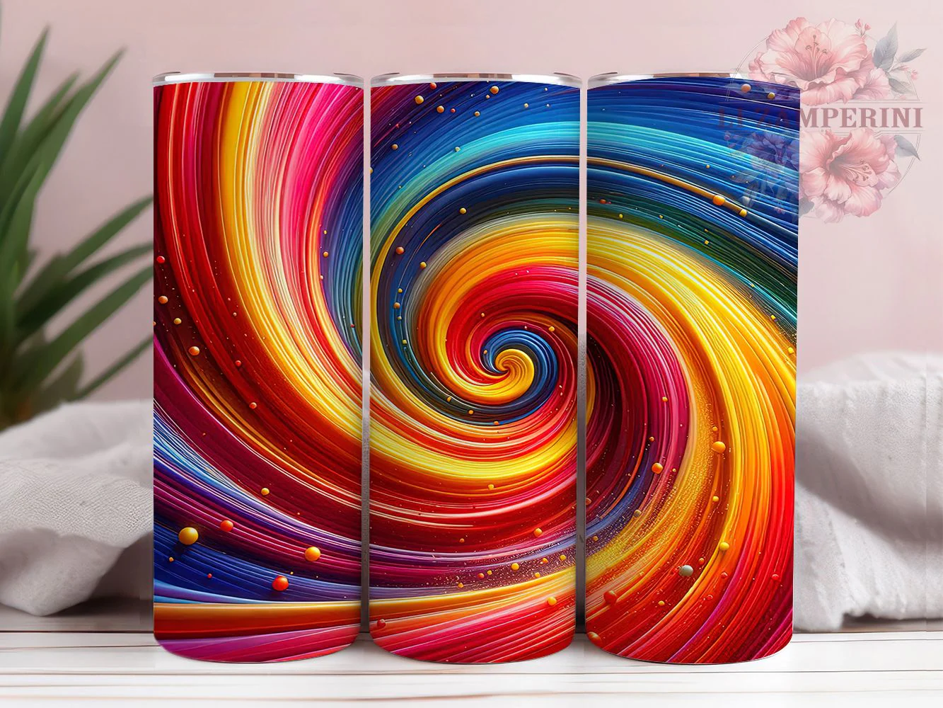 3D Colorful Abstract Tumbler, Colorful Theme, Artistic Style, Modern Design, Bold Pattern, 20Oz Tumbler, Sublimation Wrap