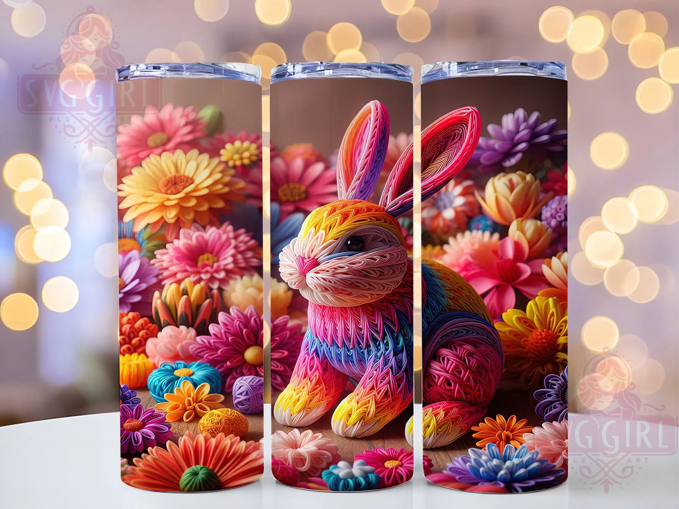 3D Colorful Easter Bunny Tumbler, Colorful Bunny Tumbler, Cute Easter Wrap, Festive Bunny Wrap, Spring Bunny Wrap, Sublimation Design, Trendy Gift Idea
