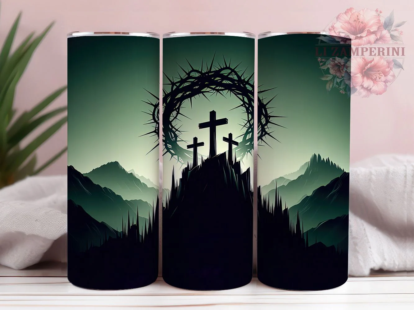 3D Crown of Thorns Cross Tumbler, Crown of Thorns Tumbler, Rustic Christian Wrap, Stylish 20oz Wrap, Sublimation Design, Trendy Gift Idea, Inspirational Faith Tumbler