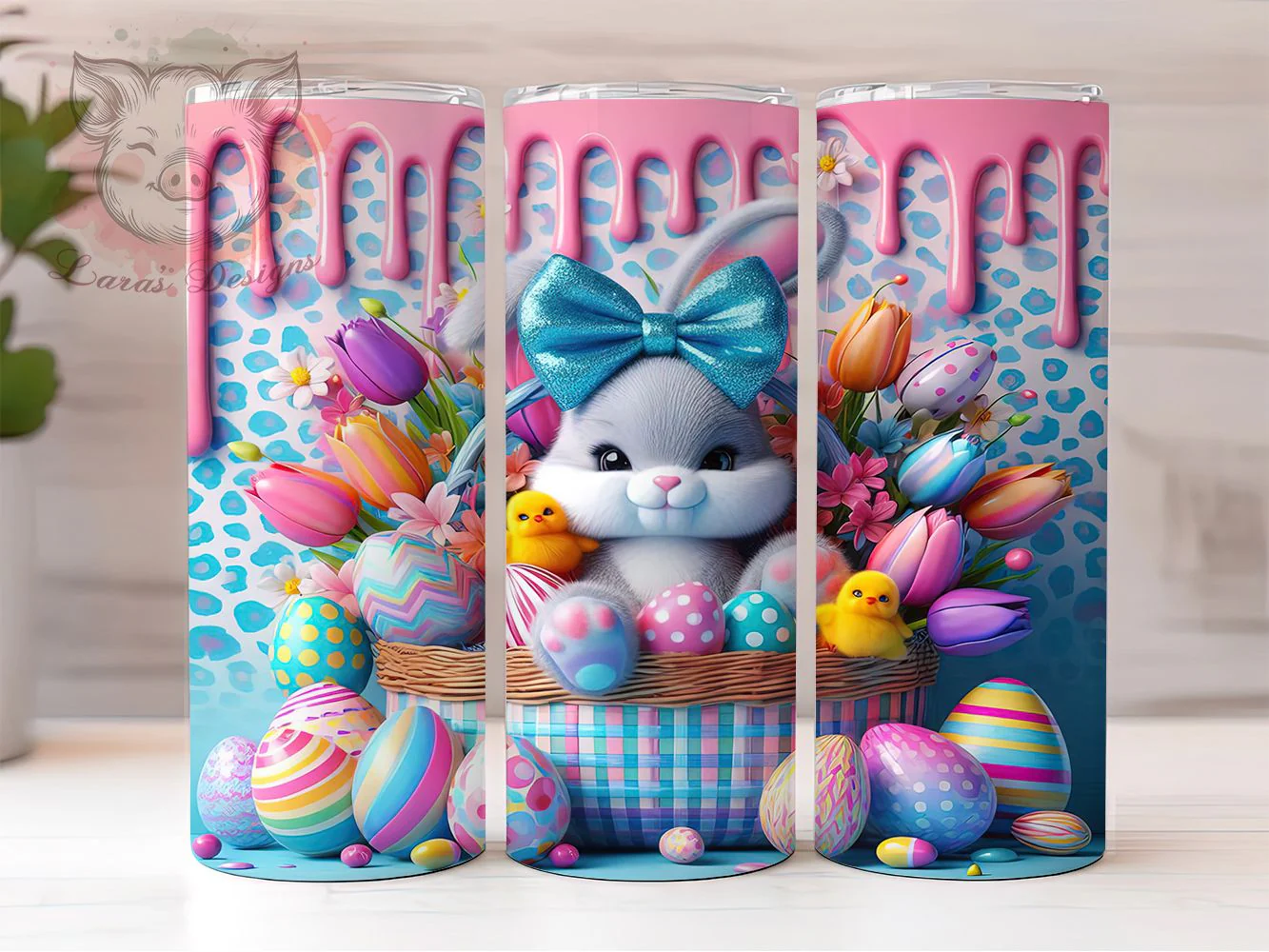 3D Floral Easter Bunny Tumbler, Easter Bunny Tumbler, Whimsical Chicken Wrap, Floral Easter Wrap, Vibrant Bunny Wrap, Sublimation Design, Trendy Gift Idea
