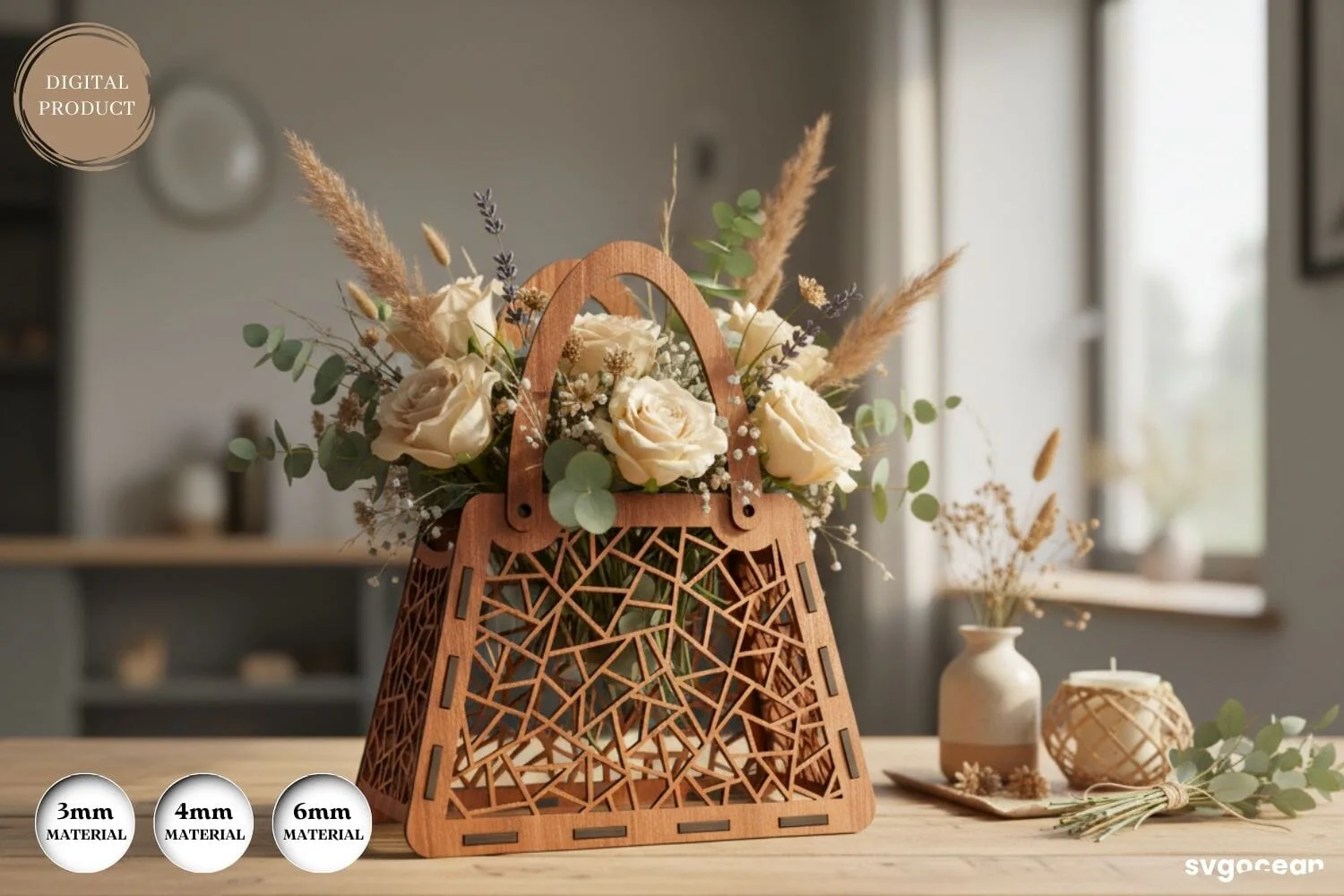 3D Flower Basket Laser Cut Bundle - Image 4