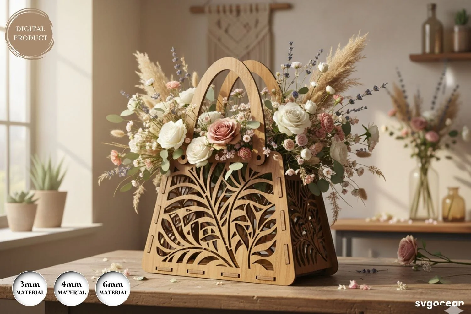 3D Flower Basket Laser Cut Bundle - Image 7