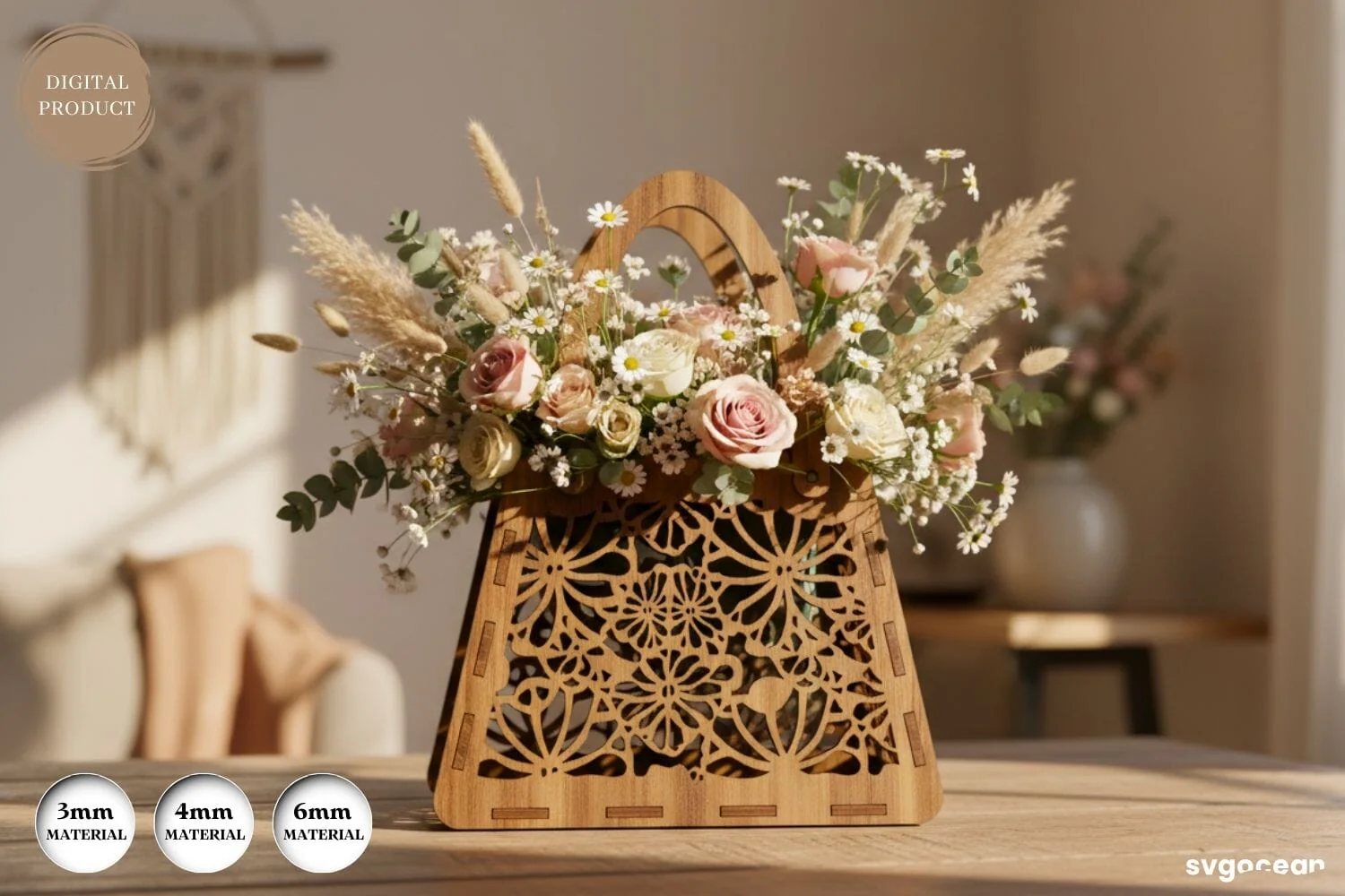 3D Flower Basket Laser Cut Bundle - Image 9