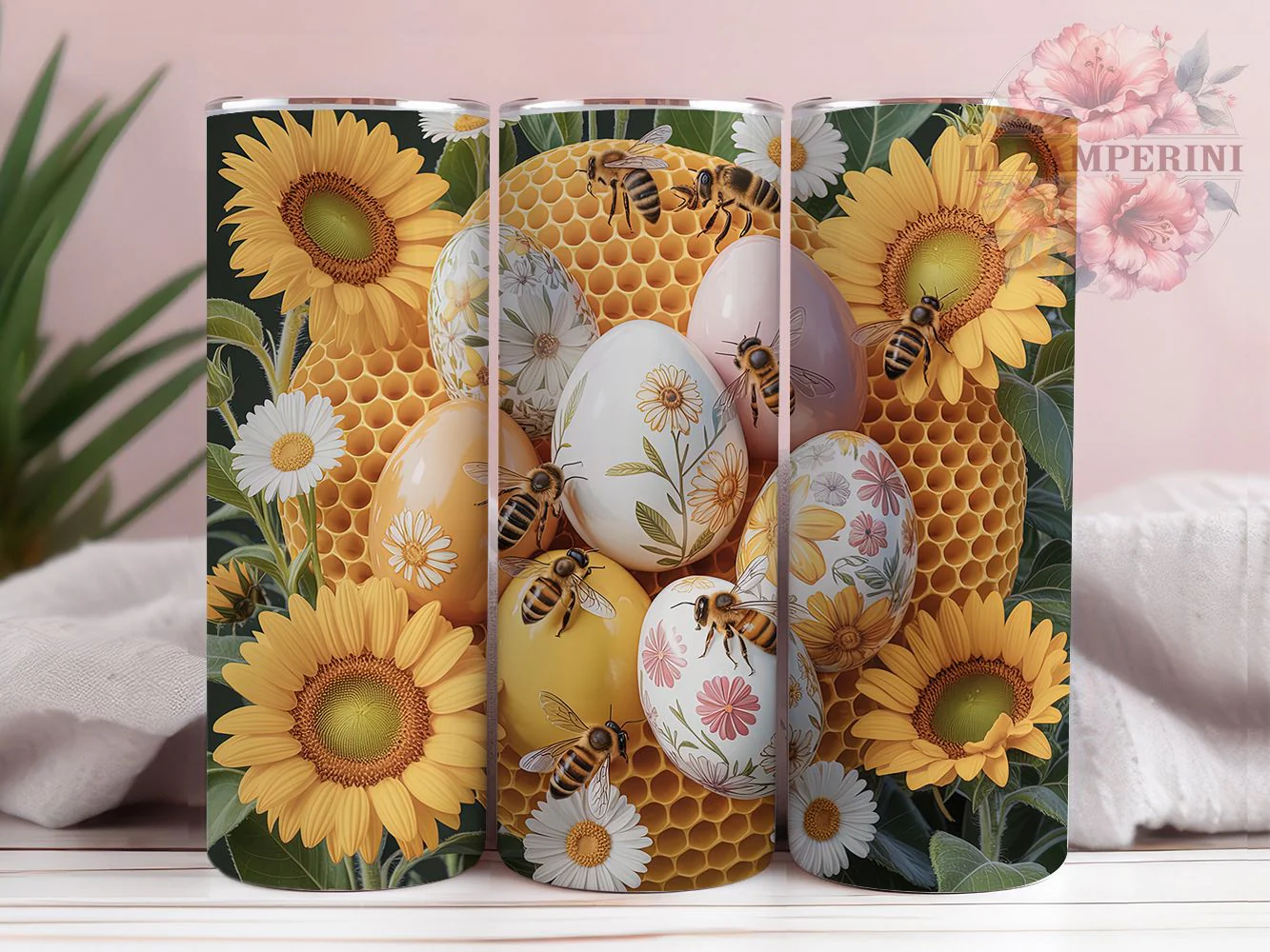 3D Honeycomb Bee Tumbler, Honeycomb Tumbler, Easter Egg Wrap, Stylish 20oz Wrap, Sublimation Design, Trendy Gift Idea, Inspirational Nature Tumbler