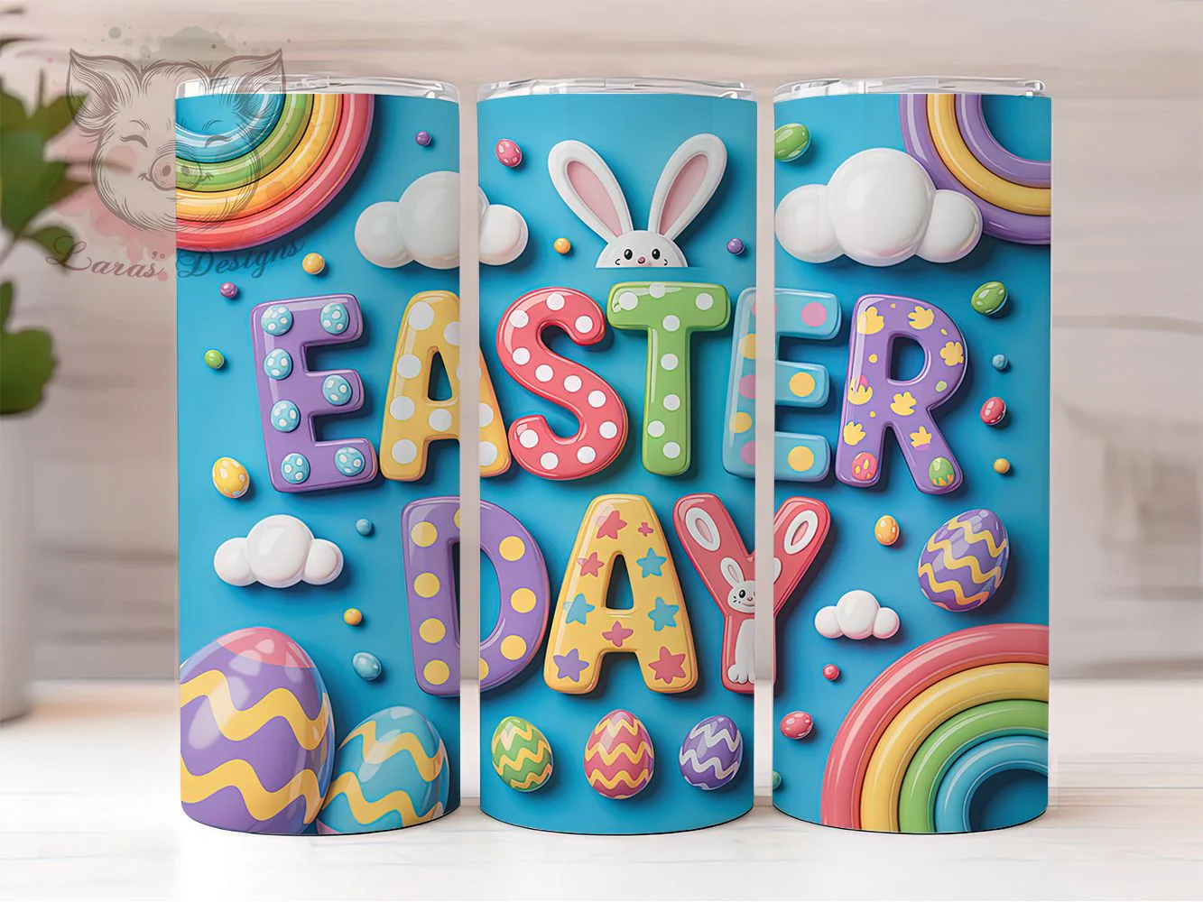 3D Inflated Bunny Egg Tumbler, Happy Easter Tumbler, 3D Bunny Wrap, Stylish 20oz Wrap, Sublimation Design, Trendy Gift Idea, Inspirational Easter Tumbler