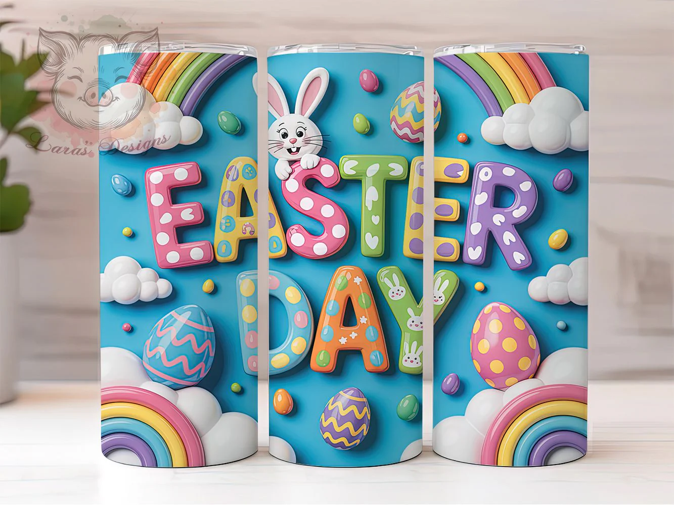 3D Inflated Bunny Egg Tumbler, Happy Easter Tumbler, 3D Bunny Wrap, Stylish 20oz Wrap, Sublimation Design, Trendy Gift Idea, Inspirational Easter Tumbler