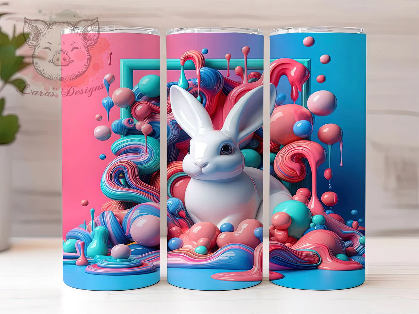 3D Inflated Easter Bunny Tumbler, Inflated Easter Bunny, Puffy Bunny Tumbler, Stylish 20oz Wrap, Sublimation Design, Trendy Gift Idea, Inspirational Easter Tumbler