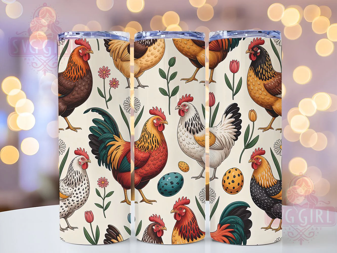 3D Inflated Floral Chicken Tumbler, Floral Chicken Tumbler, Country Farm Wrap, Stylish 20oz Wrap, Sublimation Design, Trendy Gift Idea, Inspirational Rustic Tumbler