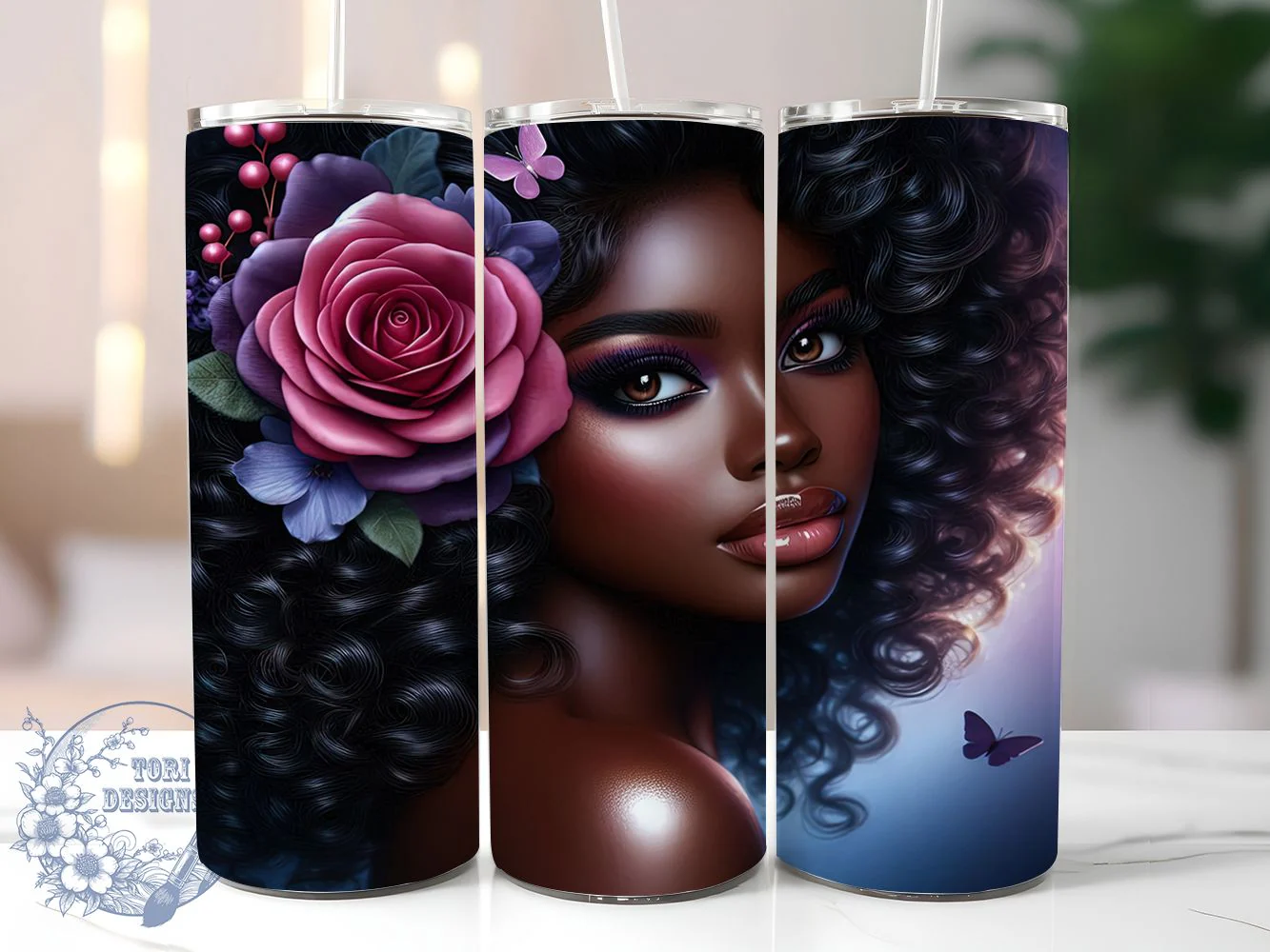 3D Modern Black Girl Tumbler, Black Girl, Stylish Design, Modern Pattern, Tumbler Wrap, Sublimation Design, 20oz Tumbler