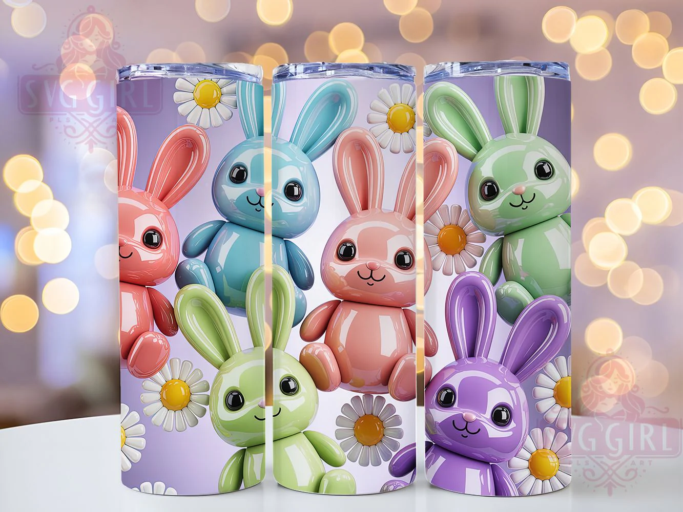 3D Pastel Easter Bunny Tumbler, Pastel Bunny Tumbler, Colorful Rabbit Wrap, Cute Bunny Wrap, Festive Bunny Wrap, Spring Bunny Wrap, Sublimation Design