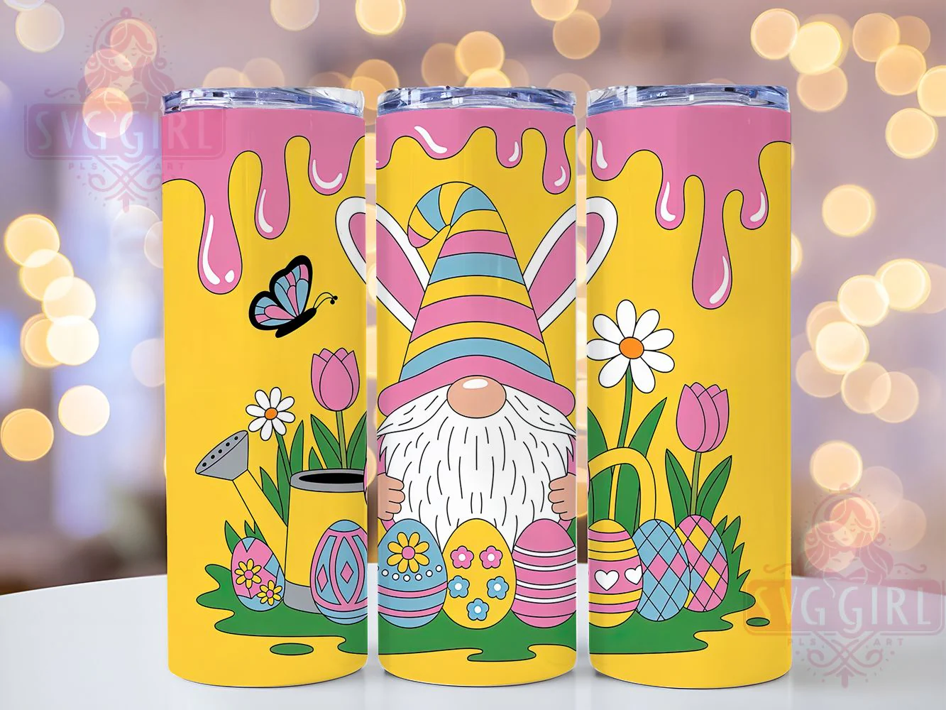 3D Puffy Bunny Gnome Tumbler, Easter Egg Tumbler, Stylish 20oz Wrap, Sublimation Design, Trendy Gift Idea, Puffy Bunny Wrap, Holiday Easter Gnome Tumbler