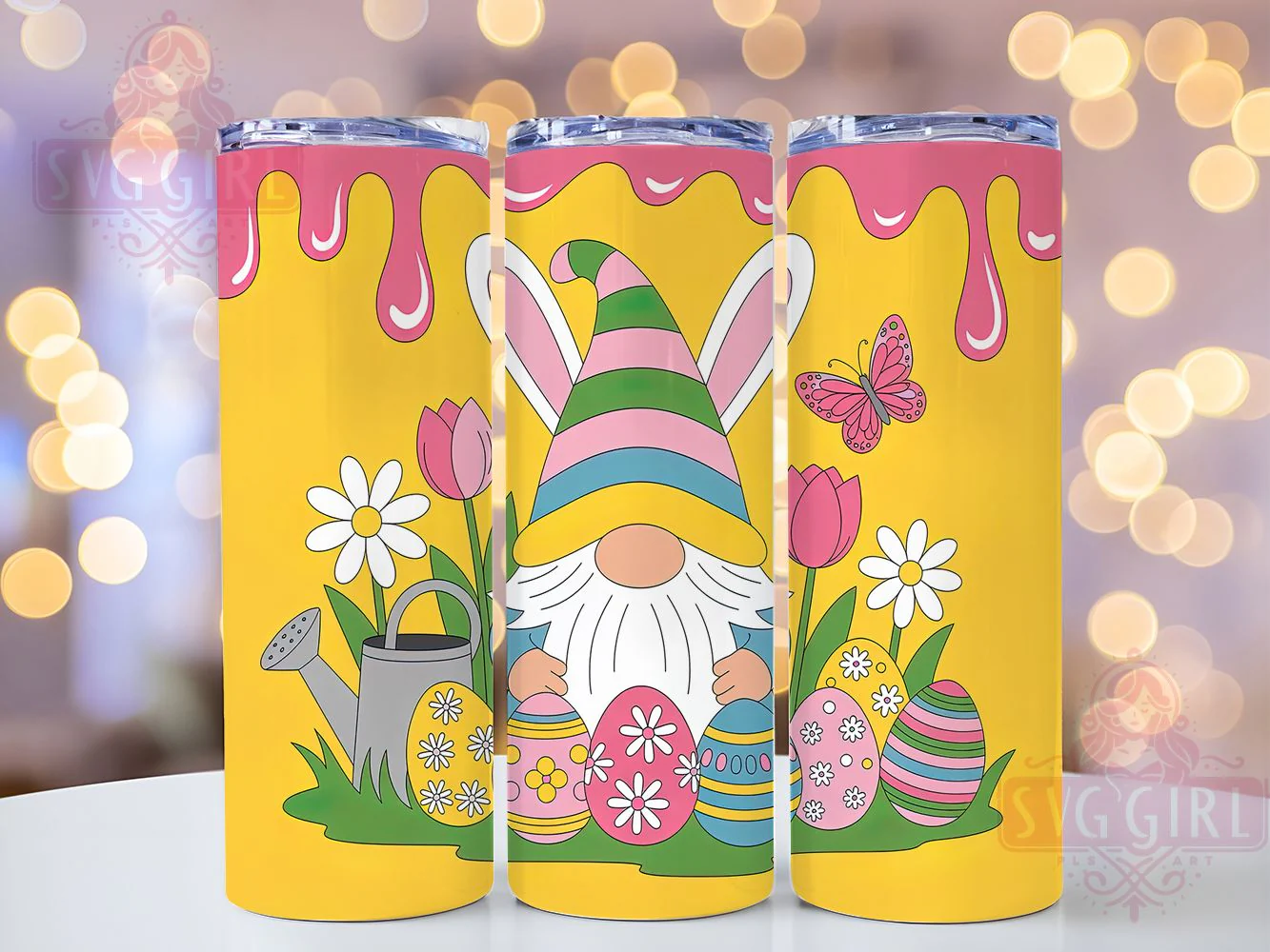 3D Puffy Bunny Gnome Tumbler, Easter Egg Tumbler, Stylish 20oz Wrap, Sublimation Design, Trendy Gift Idea, Puffy Bunny Wrap, Holiday Easter Gnome Tumbler