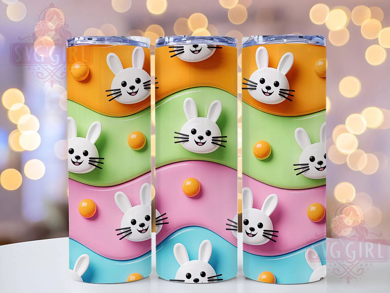 3D Puffy Easter Bunny Tumbler, Inflated Puffy Tumbler, Stylish 20oz Wrap, Sublimation Design, Trendy Gift Idea, Puffy Bunny Wrap, Easter Bunny Tumbler