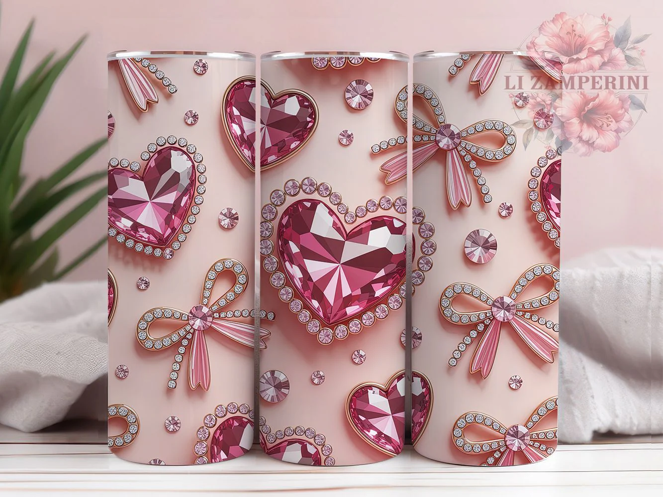 3D Rhinestone Cherry Bow Tumbler, 3D Bow Tumbler, Sparkle Cherry Wrap, Whimsical Bow Wrap, Glam Rhinestone Wrap, Sublimation Design, Trendy Gift Idea