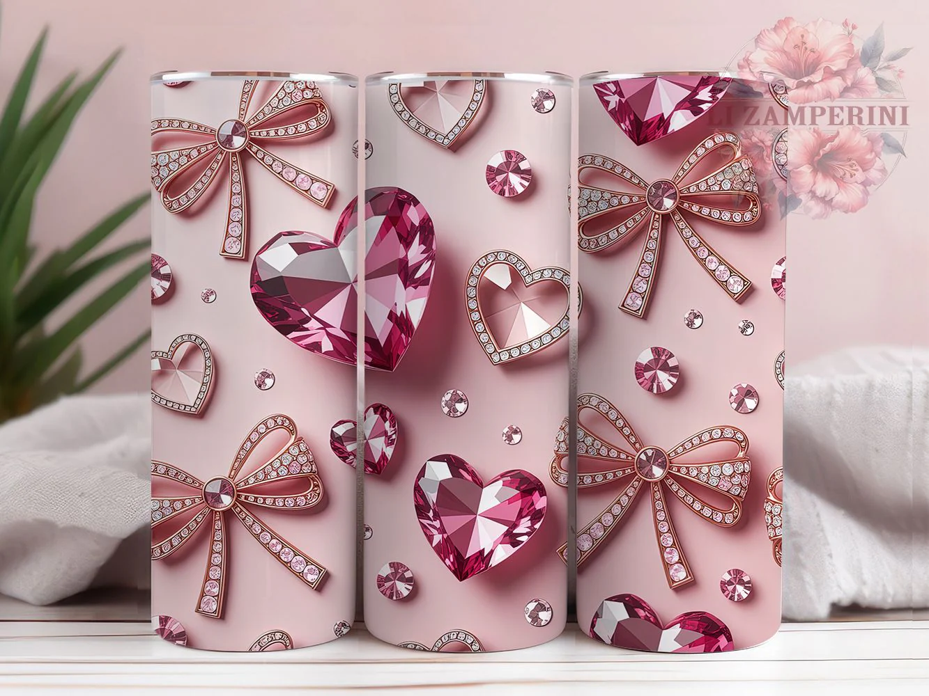 3D Rhinestone Cherry Bow Tumbler, 3D Bow Tumbler, Sparkle Cherry Wrap, Whimsical Bow Wrap, Glam Rhinestone Wrap, Sublimation Design, Trendy Gift Idea