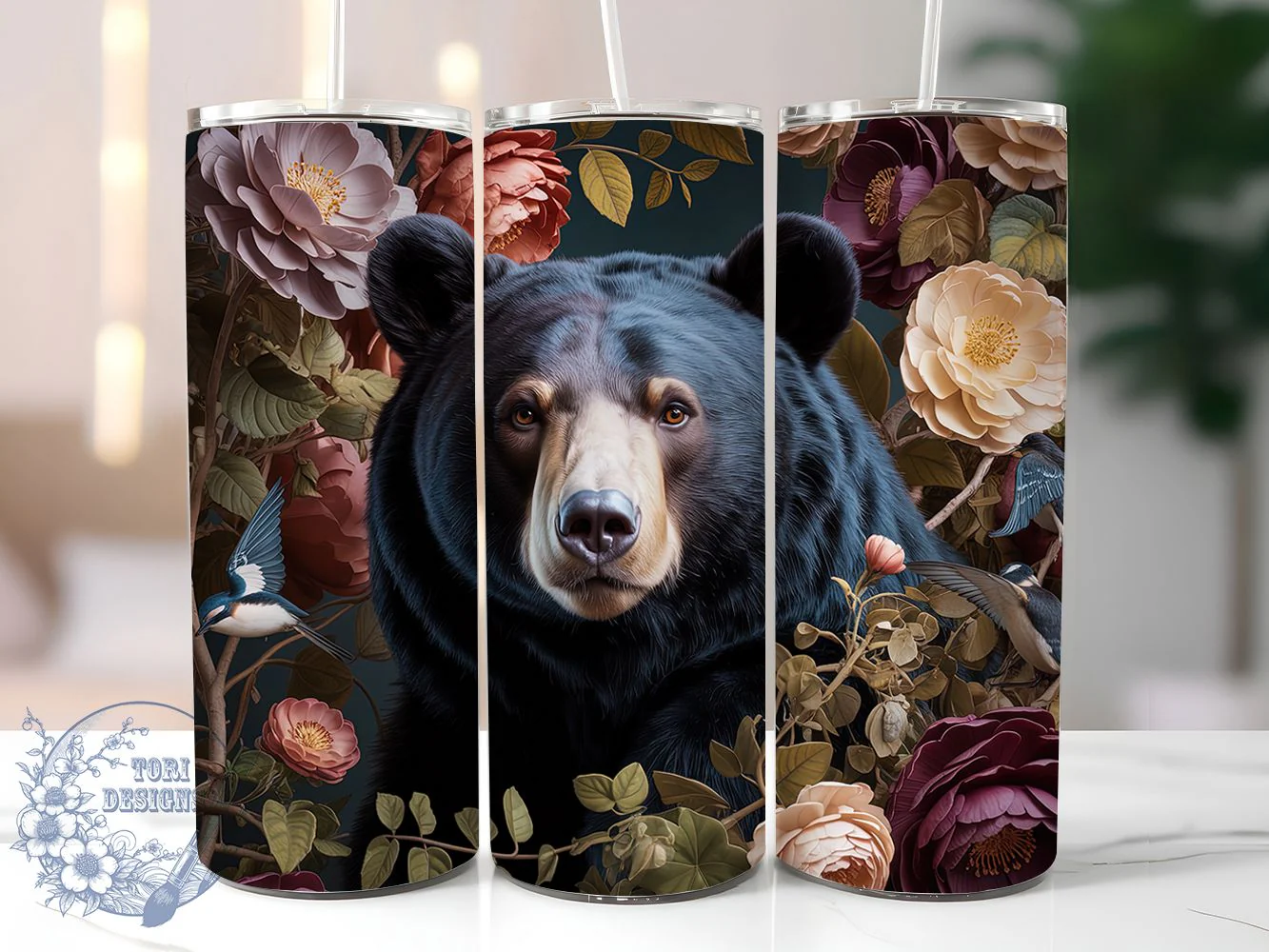 3D Rustic Mountain Bear Tumbler, 3D Wildlife Tumbler, Rustic Bear Wrap, Whimsical Forest Wrap, Mountain Bear Wrap, Sublimation Design, Trendy Gift Idea