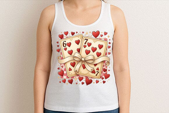 6 & 7 Hearts Valentine Playing Card PNG - Image 3