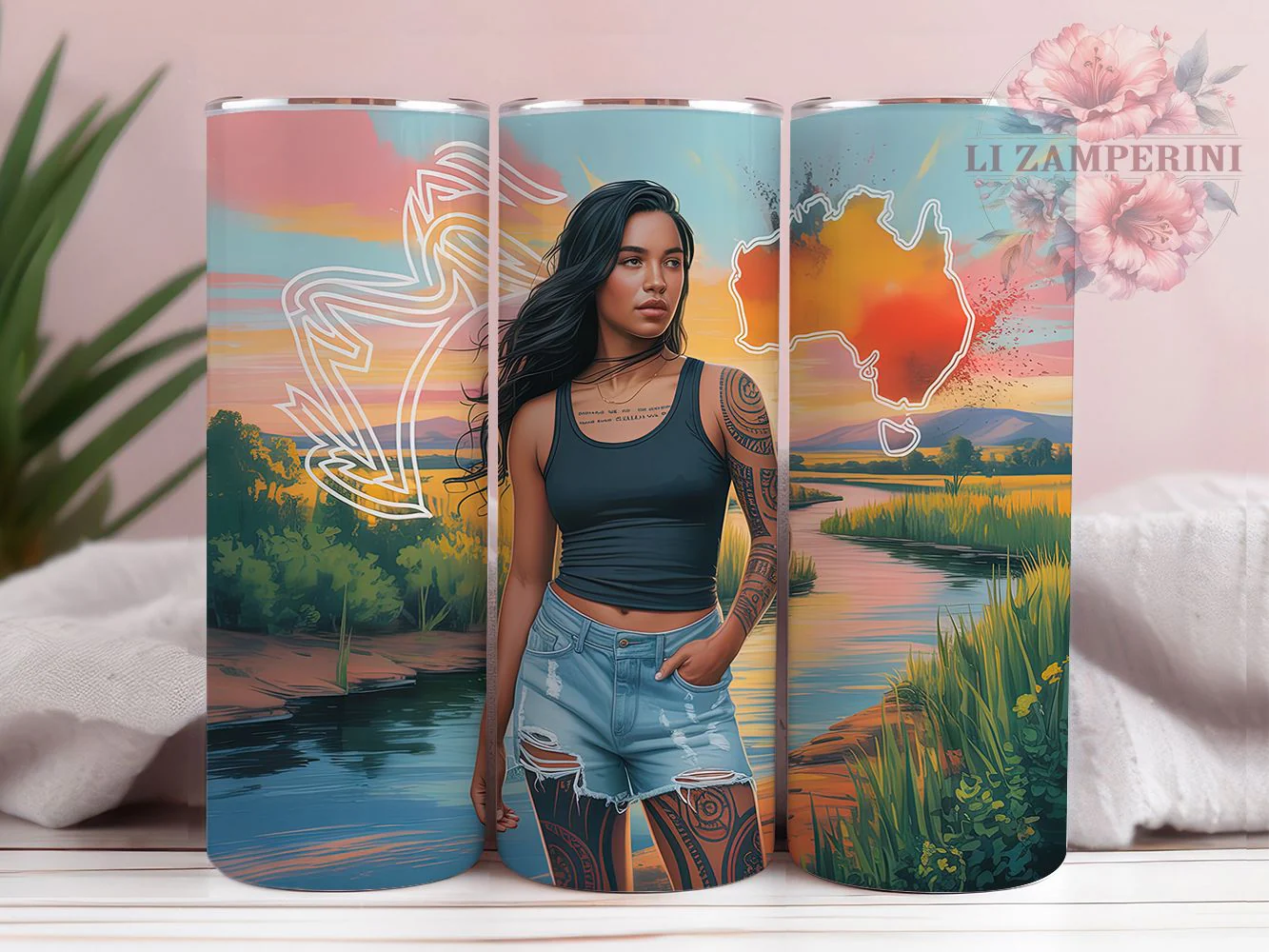 Aboriginal Indigenous Woman Tumbler Wrap, Australian Tribal, Indigenous Woman, Ethnic Style, Boho Theme, Tumbler Wrap, Sublimation Design